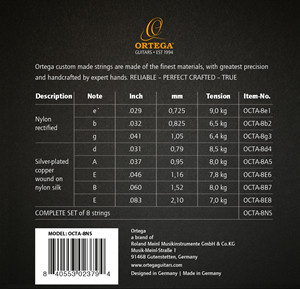 ORTEGA Custom Made Strings Guitar String Set - Nylon 8 String (OCTA-8NS)