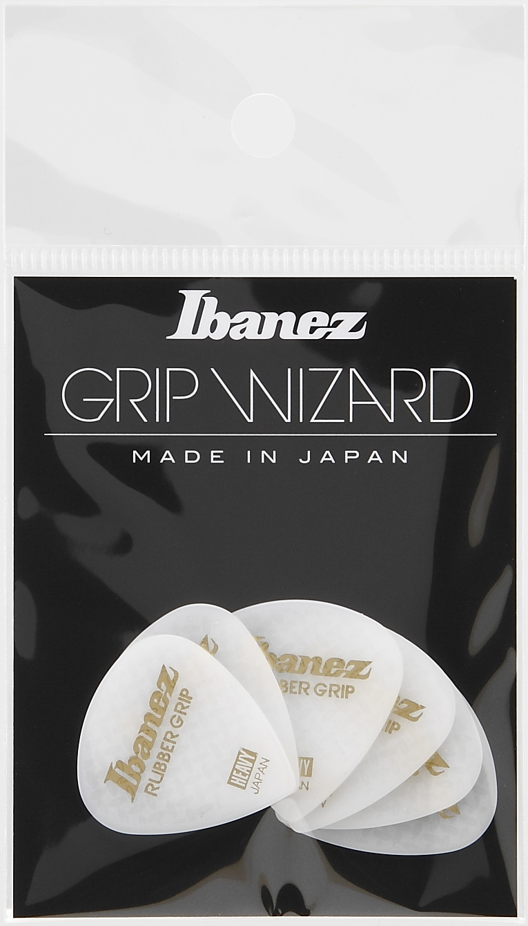 IBANEZ Grip Wizard Series Rubber Grip Flat Pick - 6er Pack (PPA16HRG-WH)