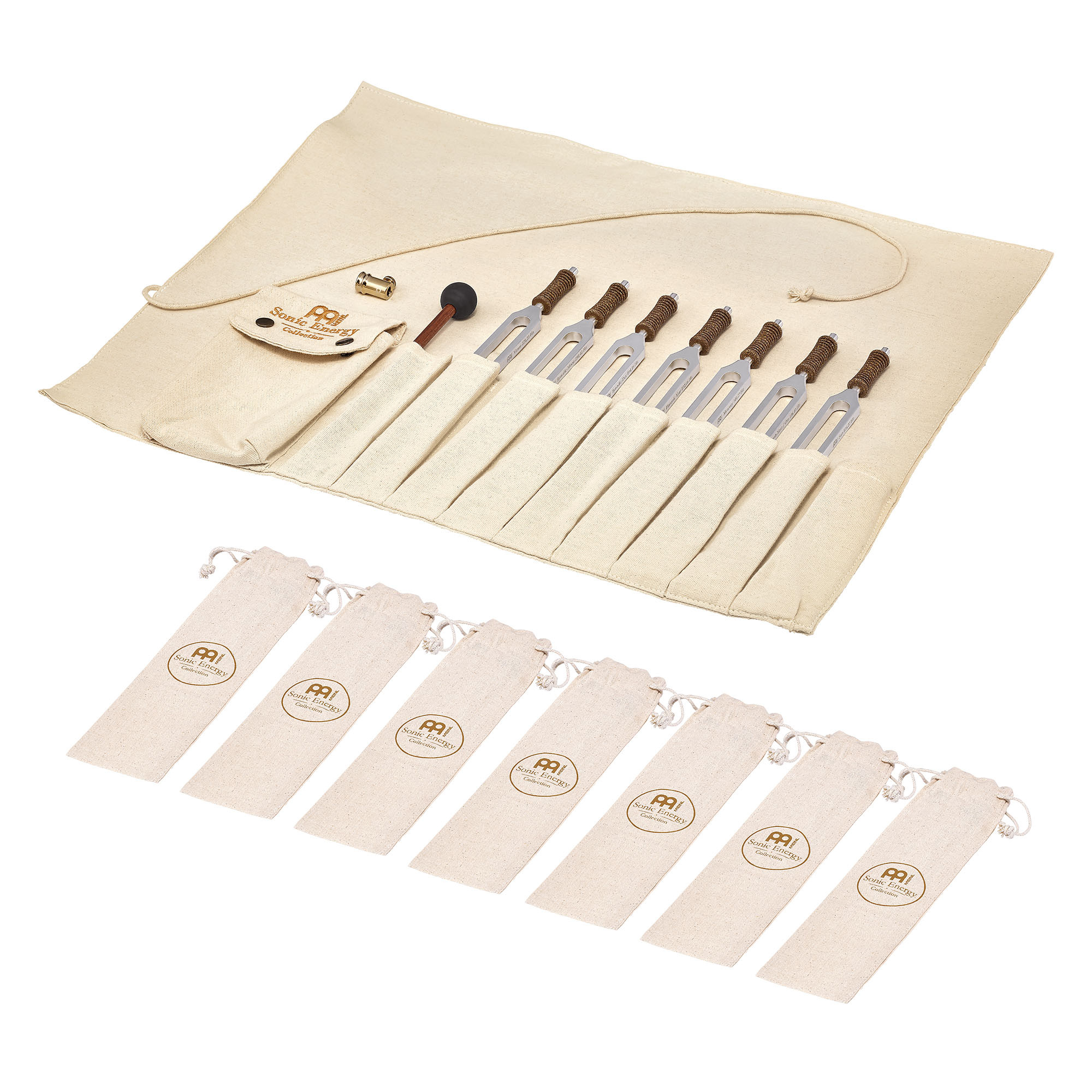 Meinl Sonic Energy Planetary Tuned Therapy Tuning Fork Chakra Set, 7 pcs, incl. Rollup Bag & Tuning Fork Vibration Foot (TTF-SET-CHA-R)