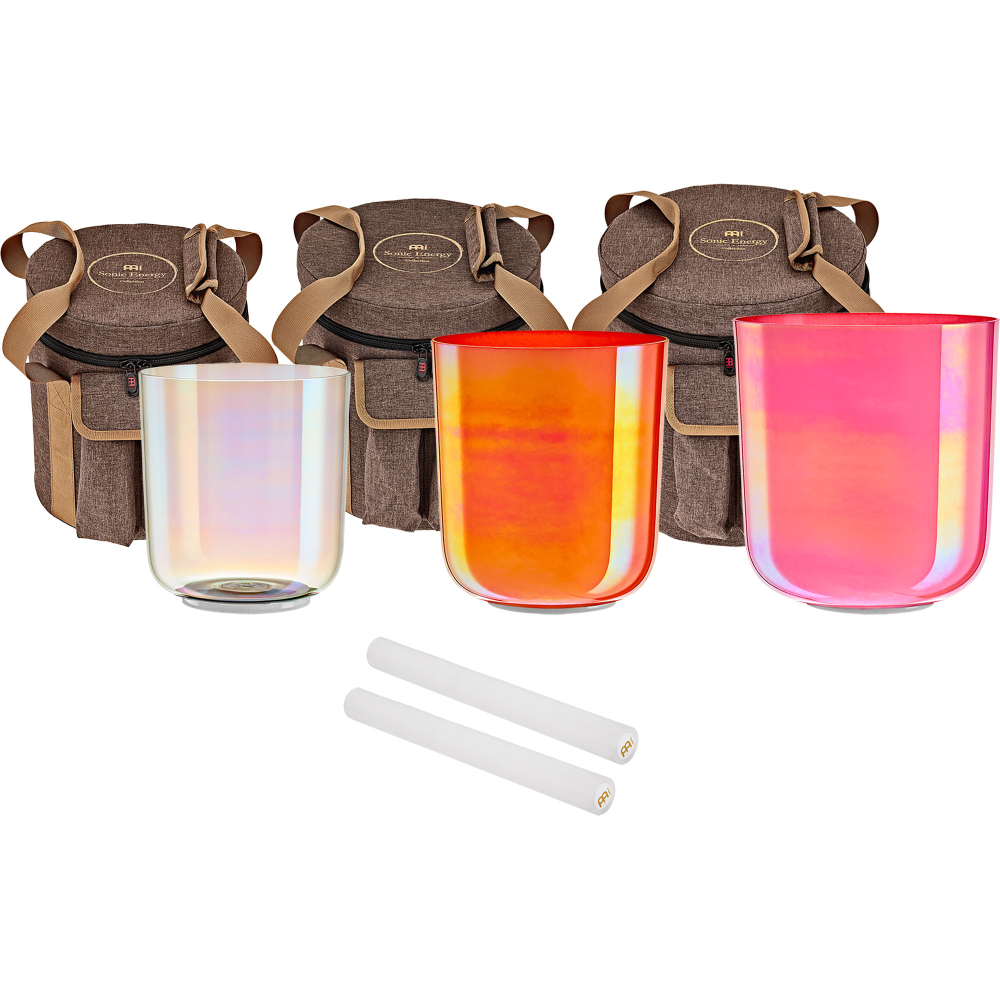 Meinl Sonic Energy 3-piece Essence Crystal Singing Bowl Set, E4 / C4 / G3, 440 Hz (ECSBSETECG)