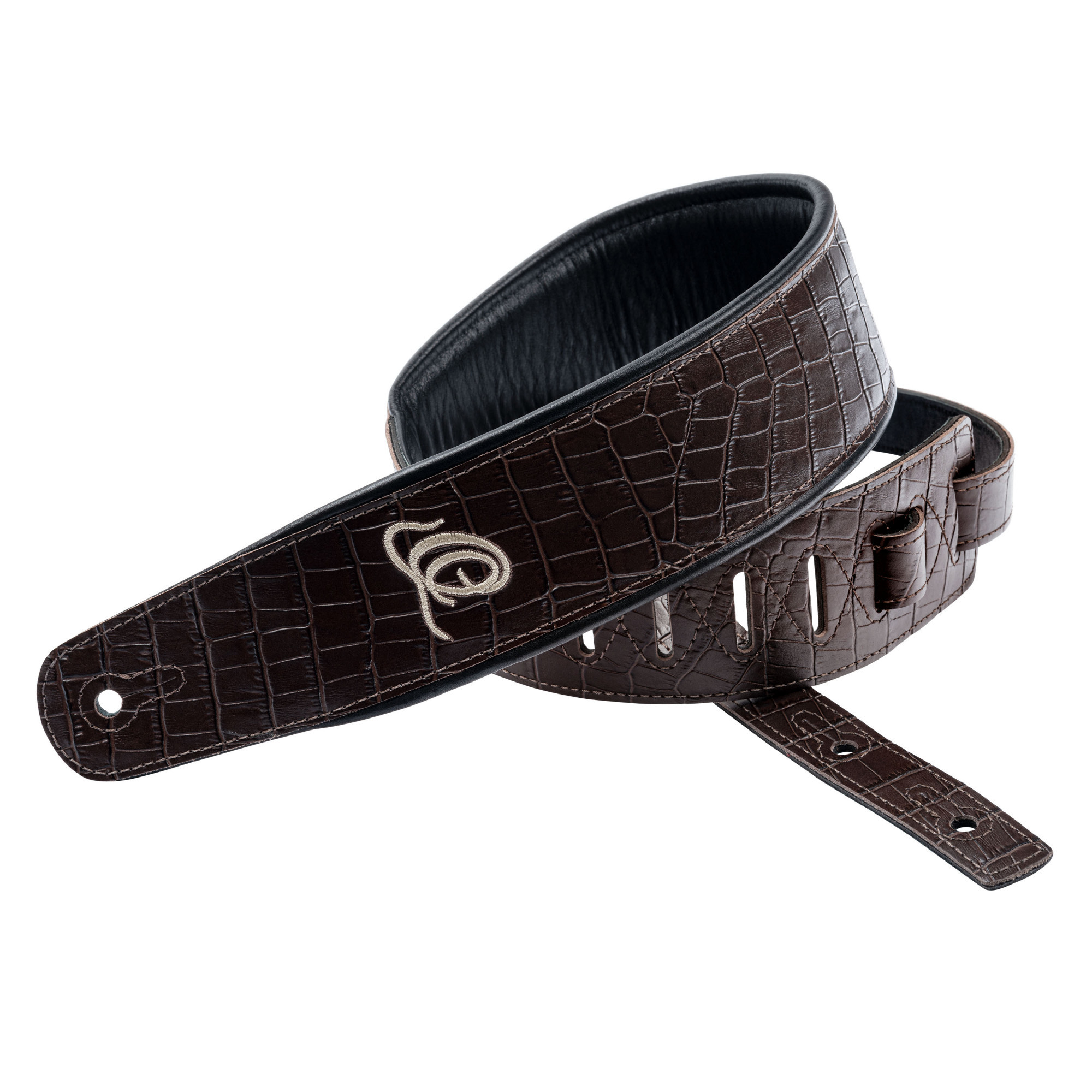 ORTEGA Genuine-Leather Guitar-Strap - Dark Brown Lizzy (OSCU-3)