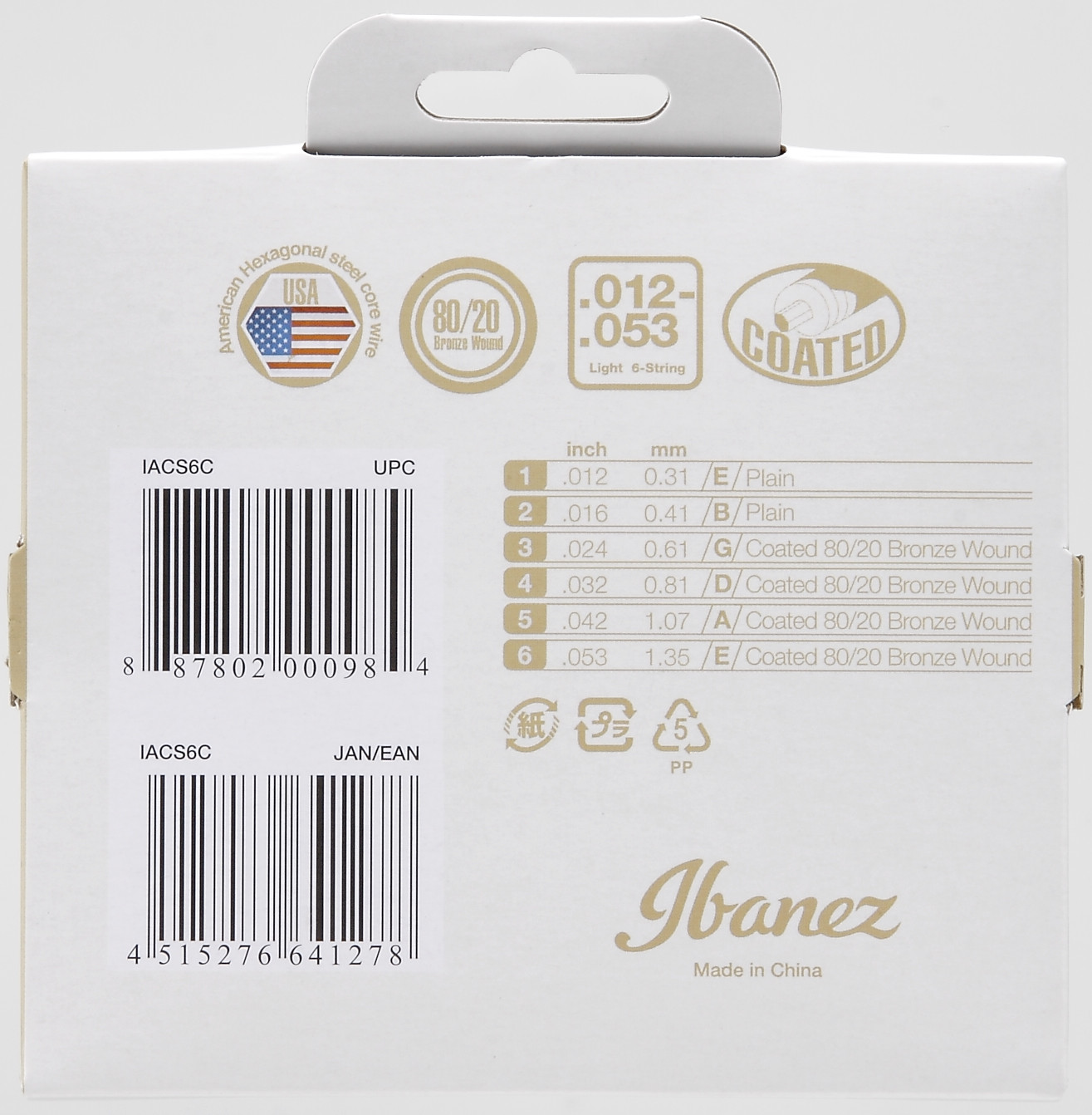 IBANEZ Saiten Set für 6 String Akustikgitarre - Light (IACS6C)