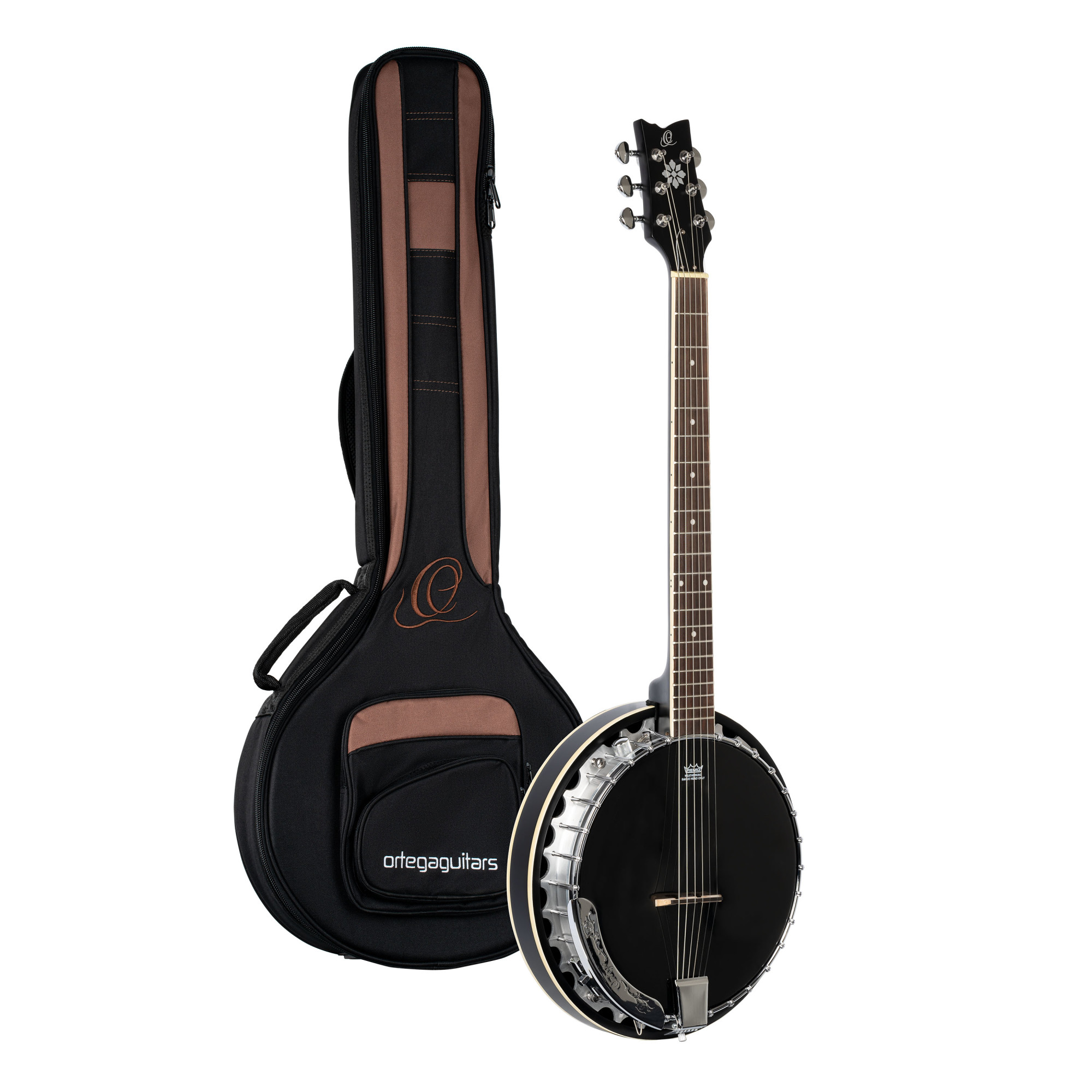 ORTEGA Raven Serie Banjo 6 String - Mahogany Black + Bag (OBJE350