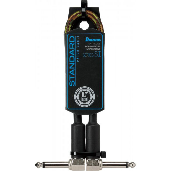 IBANEZ SI Serie (Standard) Instrumentenkabel - Patch Kabel 2 abgewinkelte Stecker Gewebt - Klinke - Klinke, Camouflage Green - 0,21 m / 0,7 ft (SI07P-CGR)