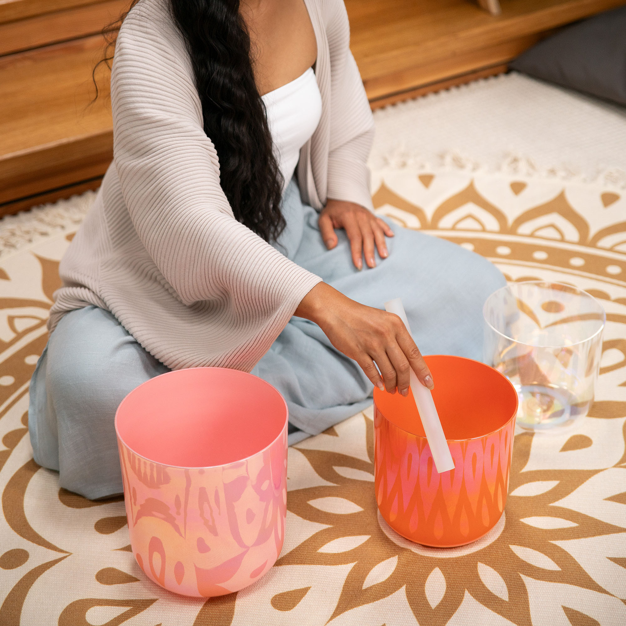 Meinl Sonic Energy 3-piece Essence Crystal Singing Bowl Set, E4 / C4 / G3, 440 Hz (ECSBSETECG)