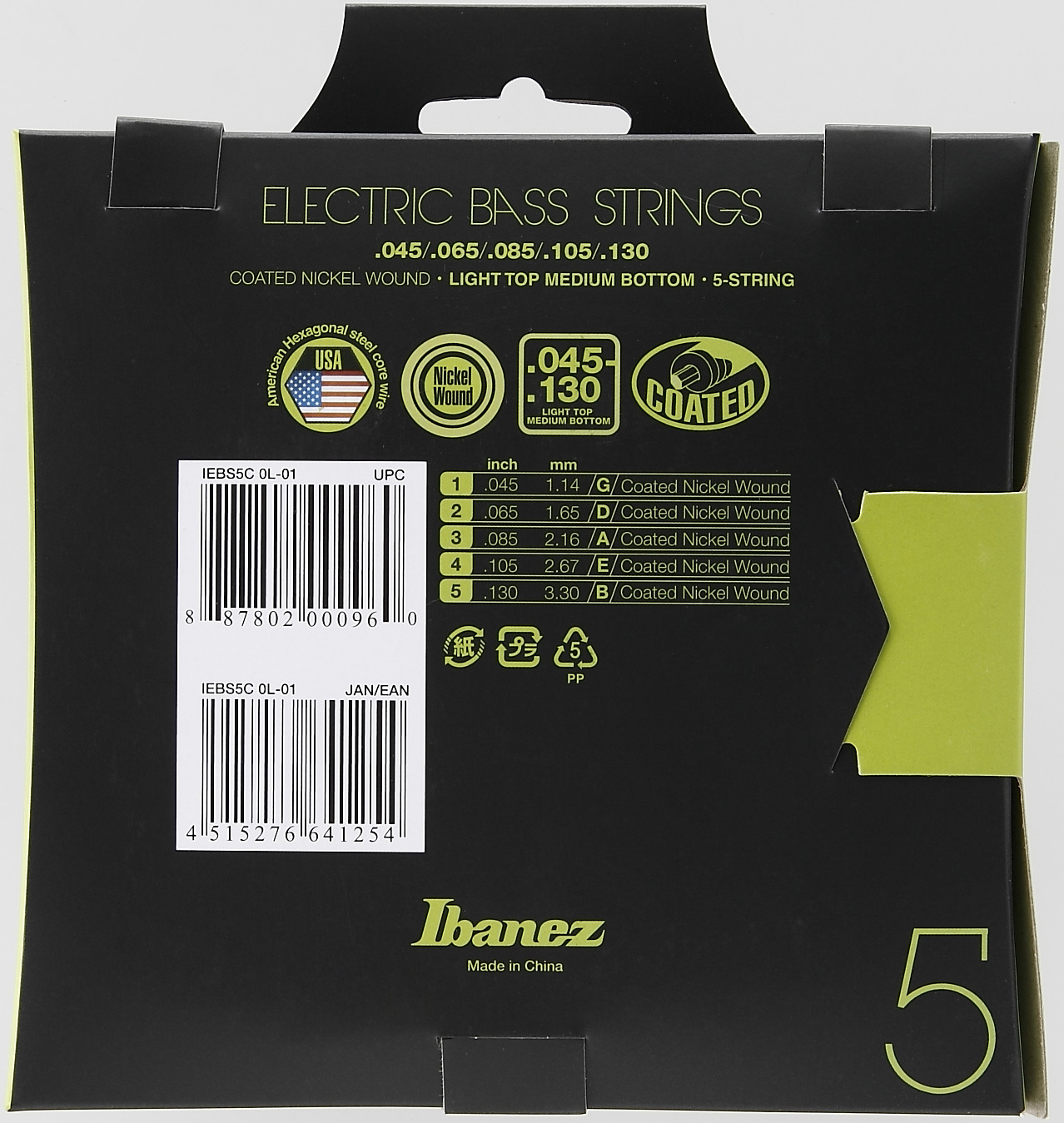 IBANEZ String Set for 5 String Bass - Light Top Medium Bottom (IEBS5C)