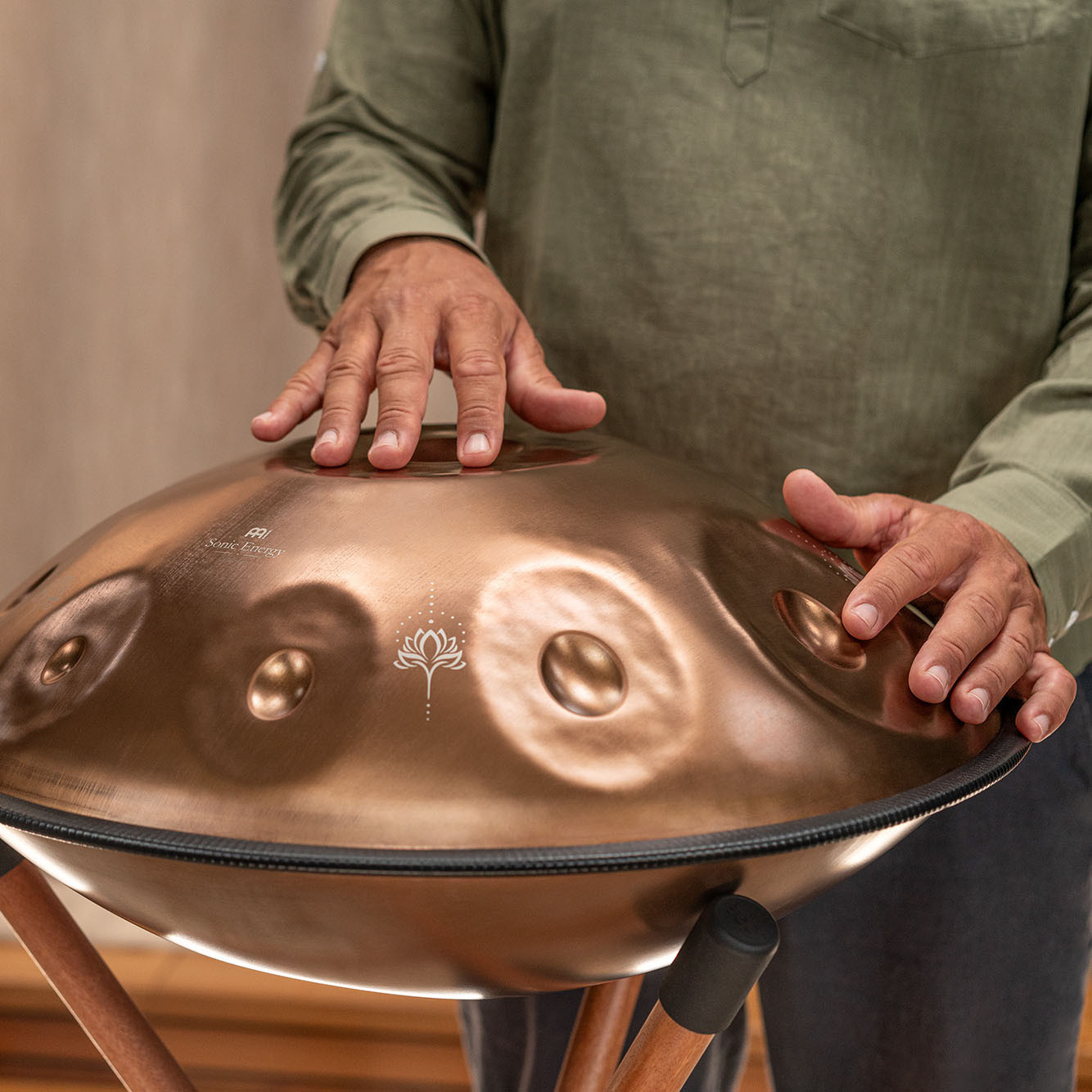 Meinl Sonic Energy Sensory Handpan Stainless Steel E La Sirena 10 Notes 432 Hz - Vintage copper, Engraved design (HPSTL102CU)