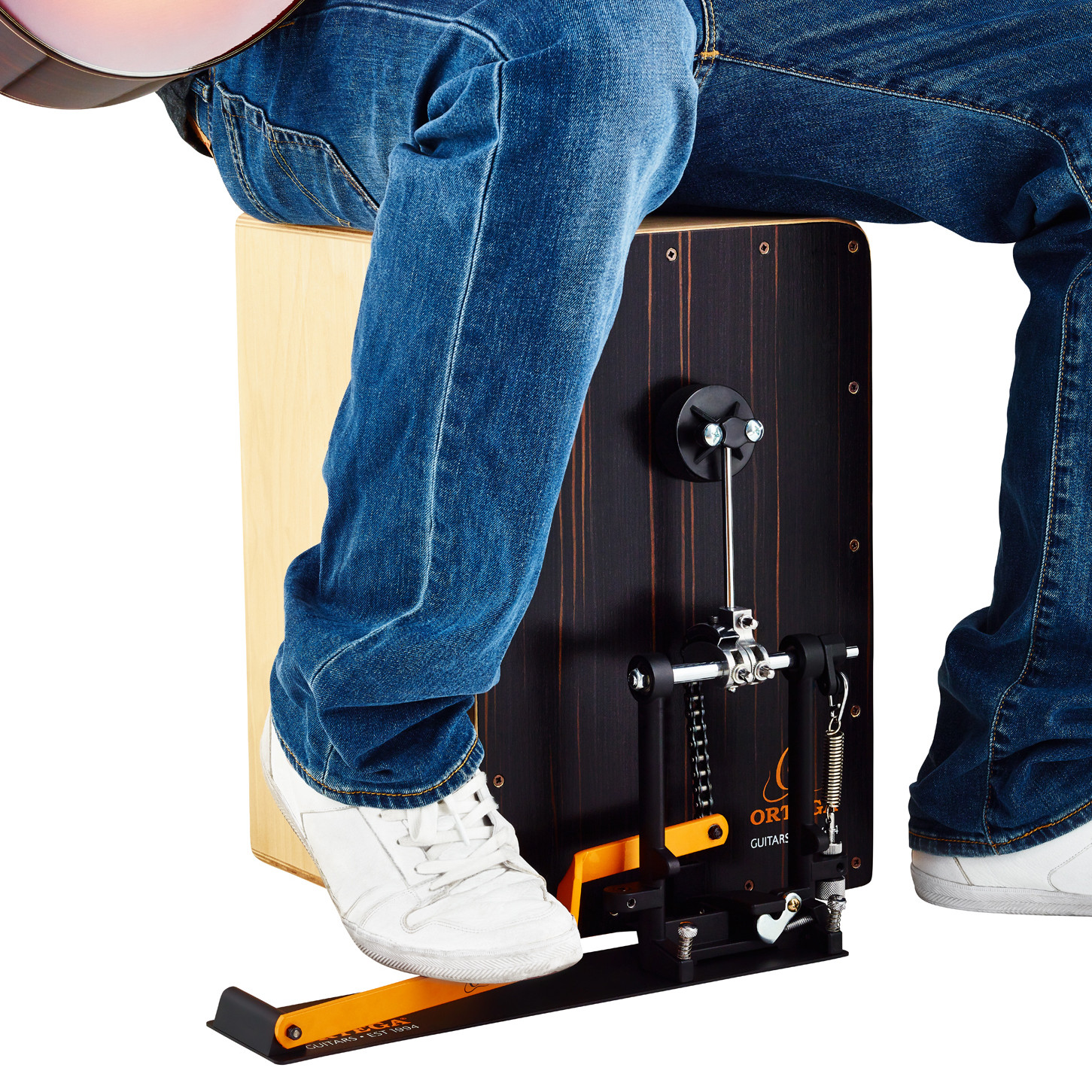 ORTEGA Percussion Series Cajon Pedal - Orange / Black + Bag (OCJP-GB)