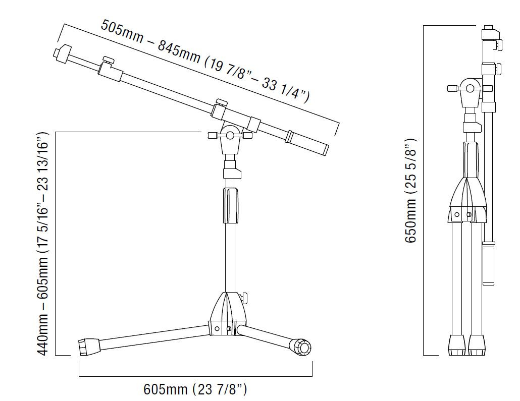 TAMA Iron Works Tour Series Low Profile Teleskop Galgen Mikrofonständer (MS436LBK)