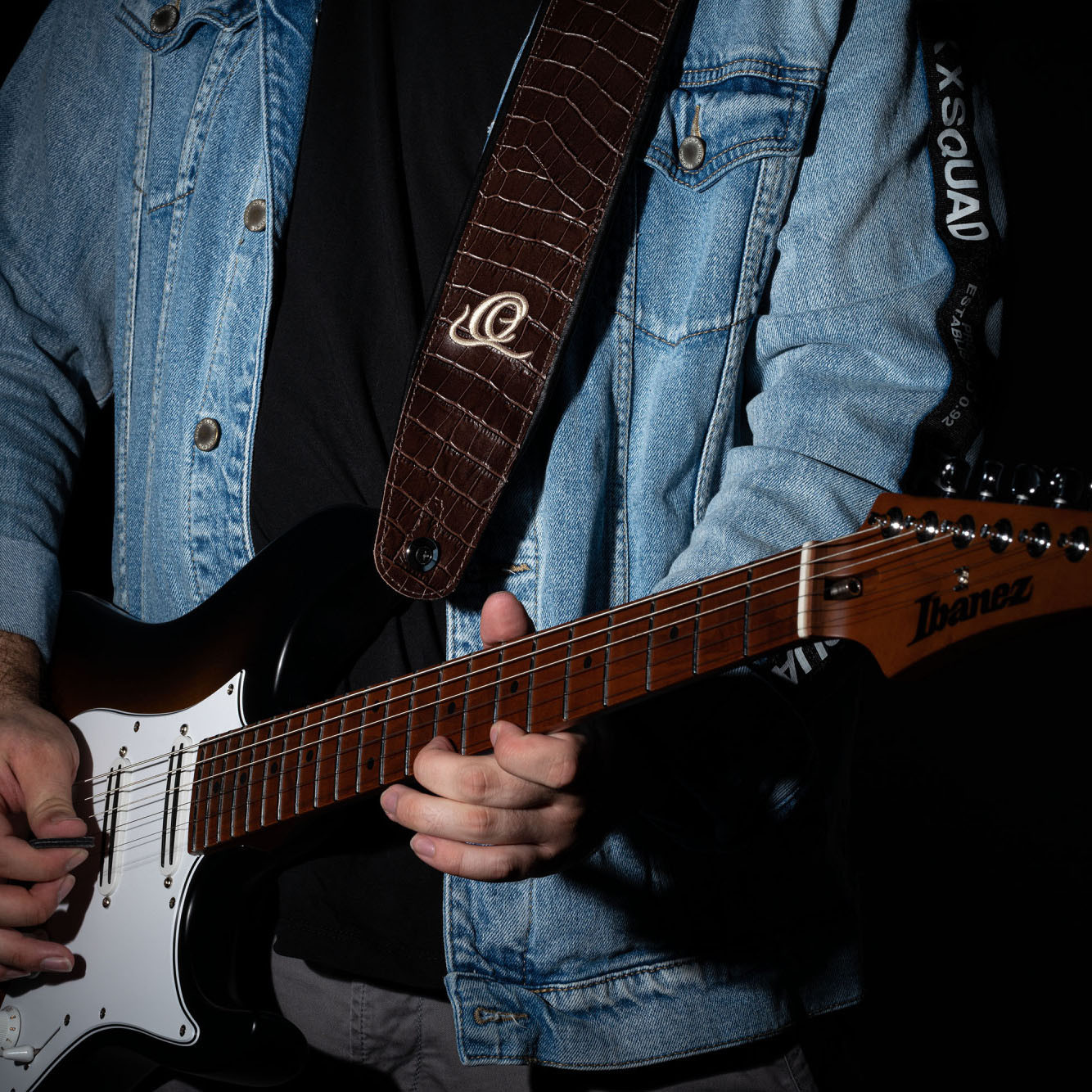 ORTEGA Genuine-Leather Guitar-Strap - Dark Brown Lizzy (OSCU-3)