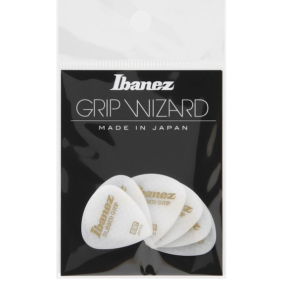 IBANEZ Grip Wizard Series Rubber Grip Flat Pick - 6er Pack (PPA16HRG-WH)