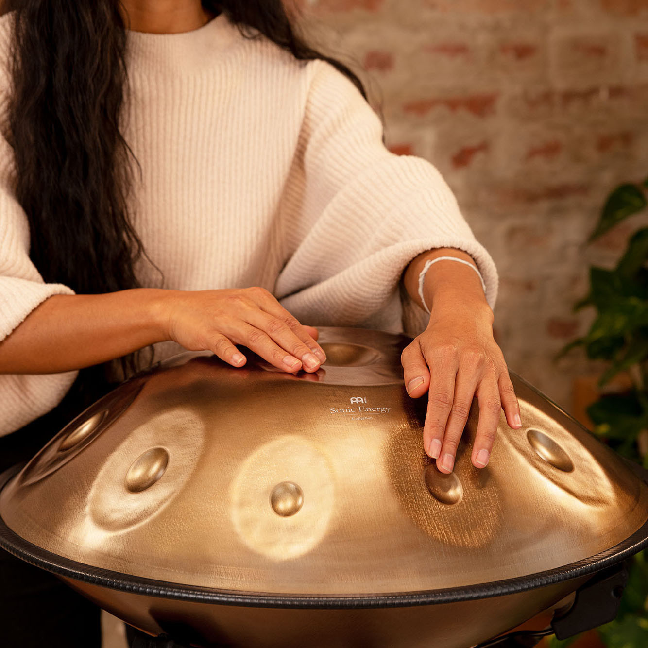 MEINL Sonic Energy Sensory Handpan Stainless Steel D Kurd 10 Notes 440 Hz - Vintage Gold (HPSTL100)