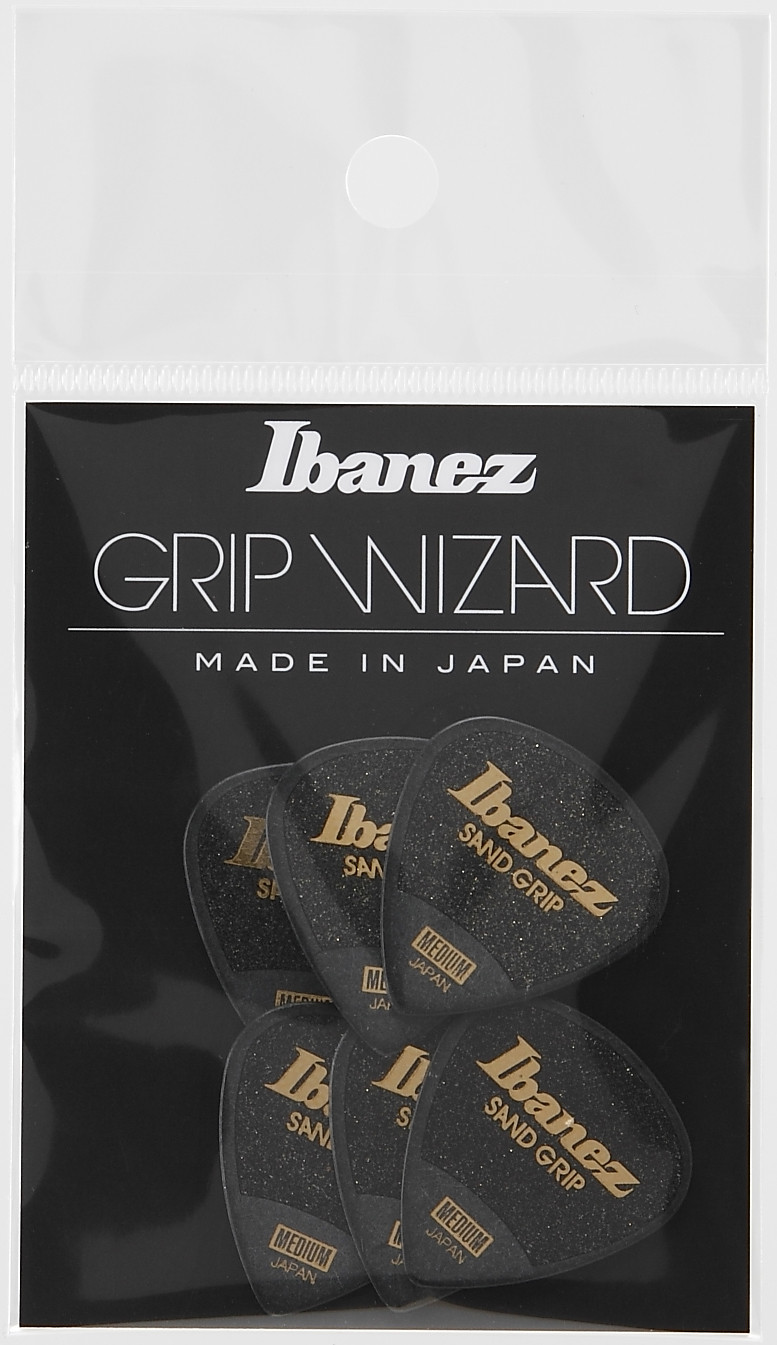 IBANEZ Grip Wizard Series Sand Grip Flat Picks - 6 pcs (PPA16MSG-BK)