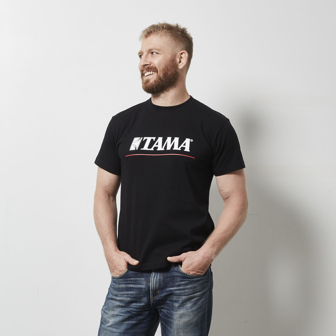TAMA T-Shirt "Logo" - Red Line / Schwarz - S (TAMT004S)