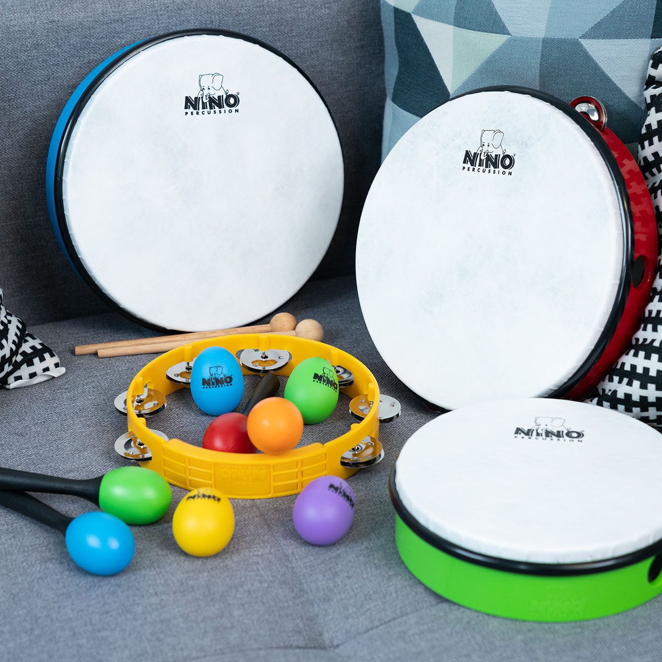 NINO Percussion Rhythmus Set für Kinder - 12 teilig (NINOSET9)