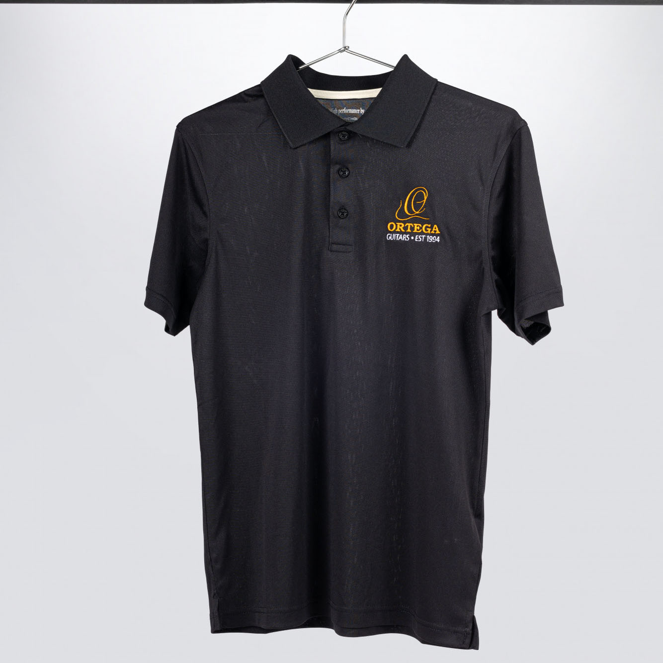 ORTEGA Golf Polo Shirt, Black, embroidered (OPOLO-DLX-L)