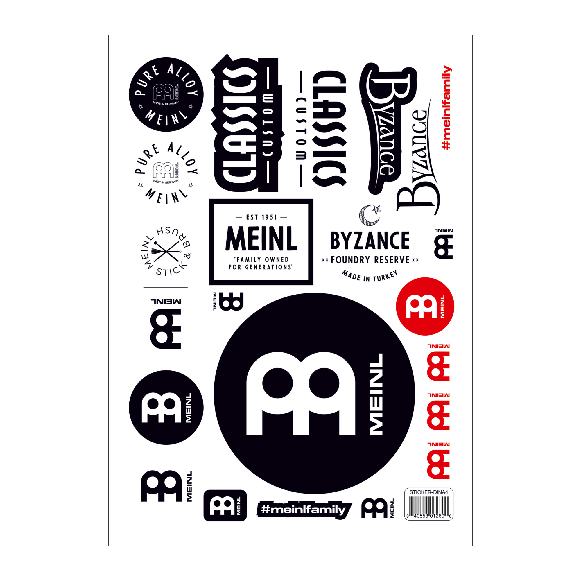 MEINL Sticker Sheet DIN A4 with 22 Stickers (STICKER-DINA4)