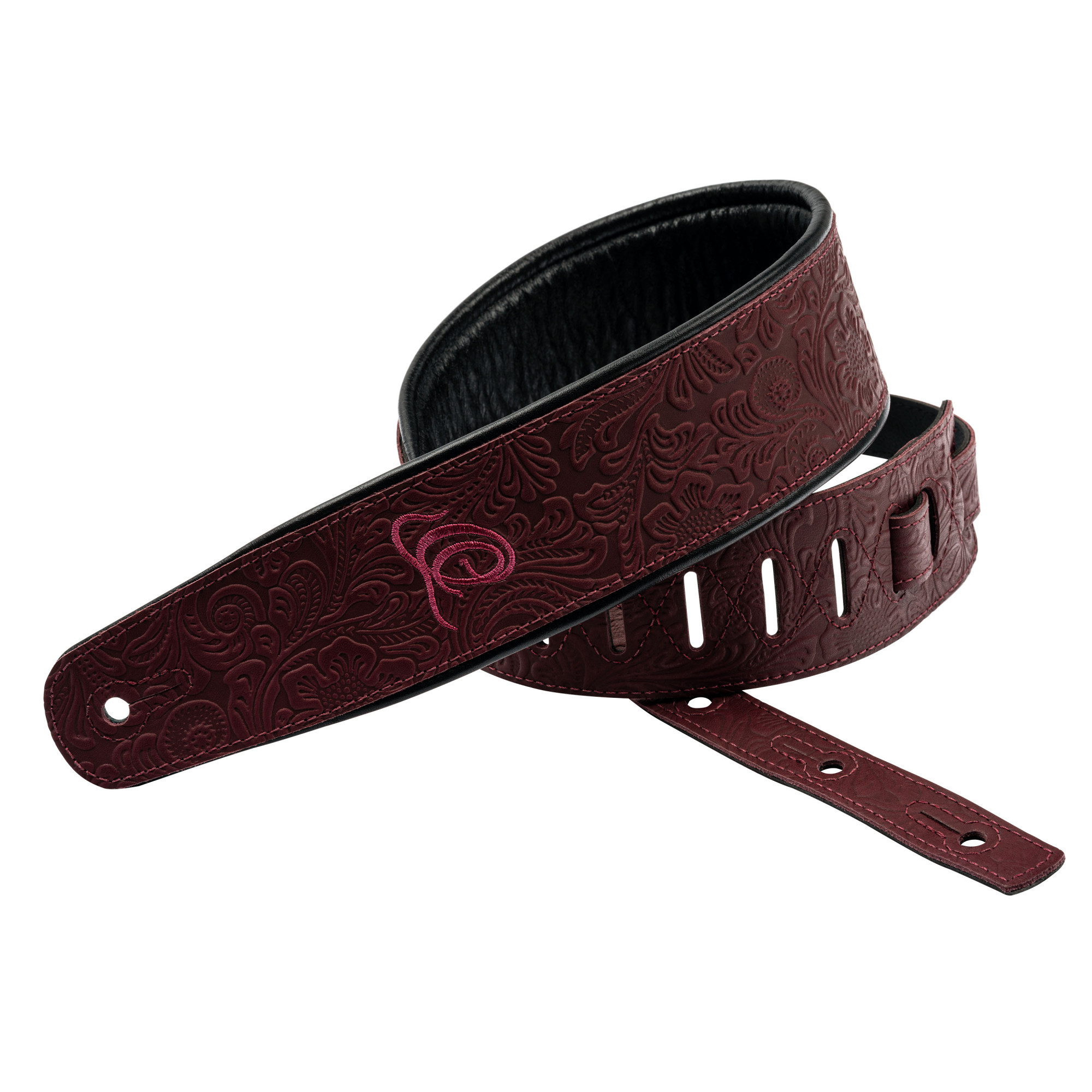 ORTEGA Genuine-Leather Guitar-Strap - Byzantine Bordeaux (OSBY-5)