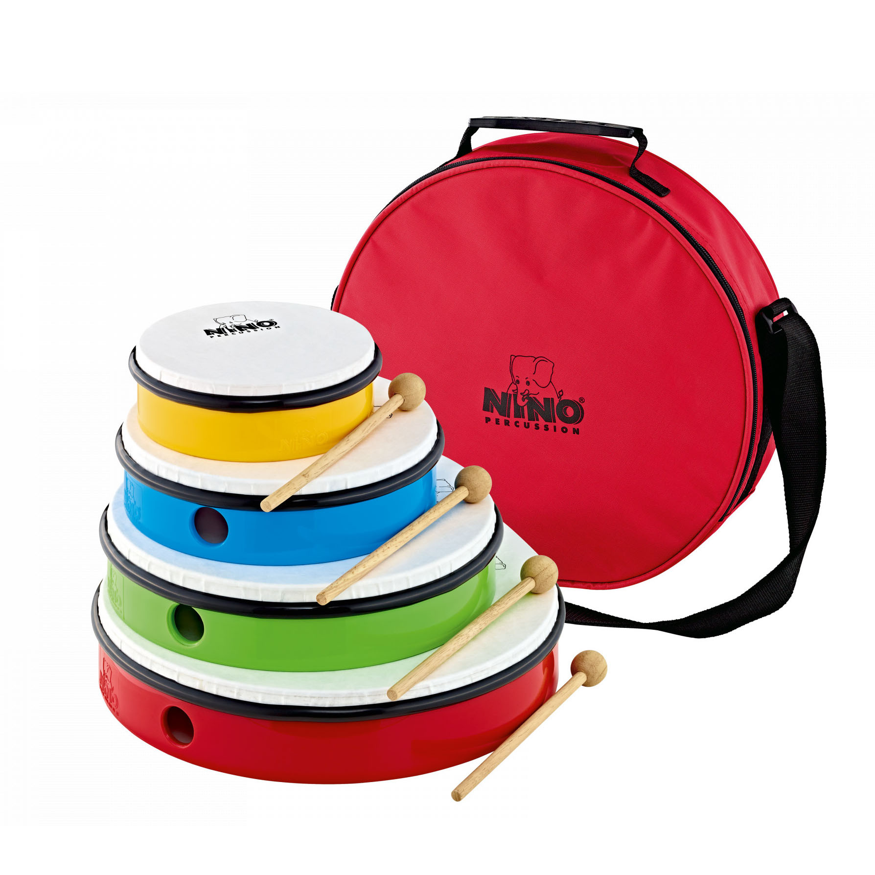 NINO Percussion Molded ABS Hand Drum Set + Nylon Bag (NINOSET6)
