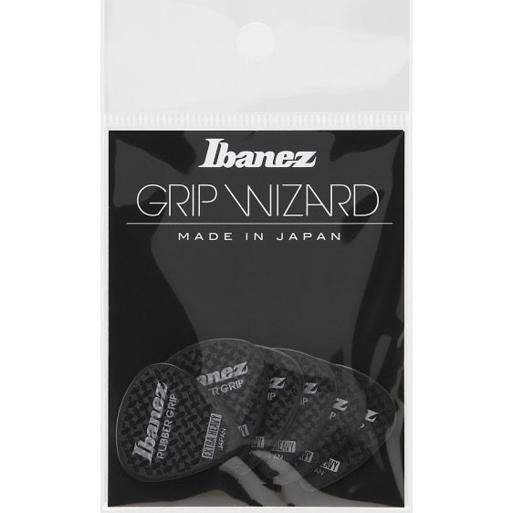 IBANEZ Grip Wizard Series Rubber Grip Flat Pick - 6er Pack (PPA16XRG-BK)