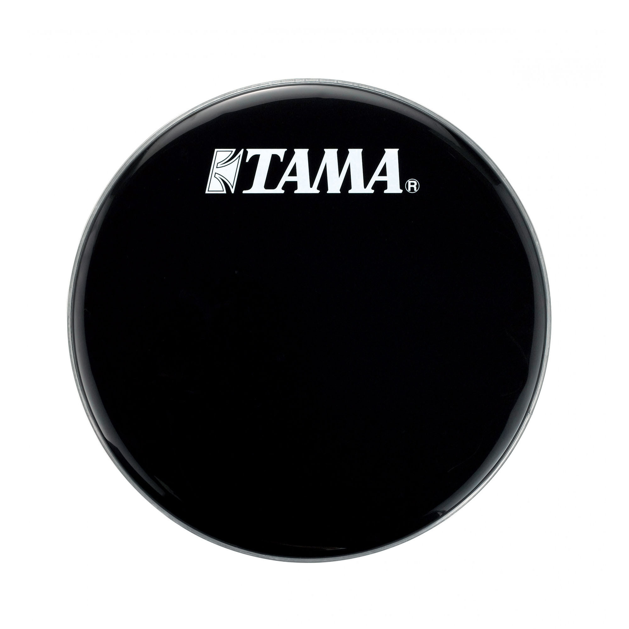 TAMA 22" Bassdrum-Resonanzfell in Schwarz mit weißem Tama Logo (BK22BMWS)