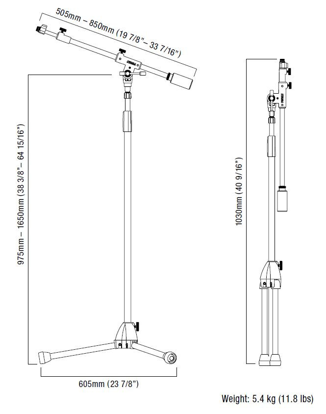 TAMA Iron Works Studio Series Teleskop Mikrofonständer (MS736BK)