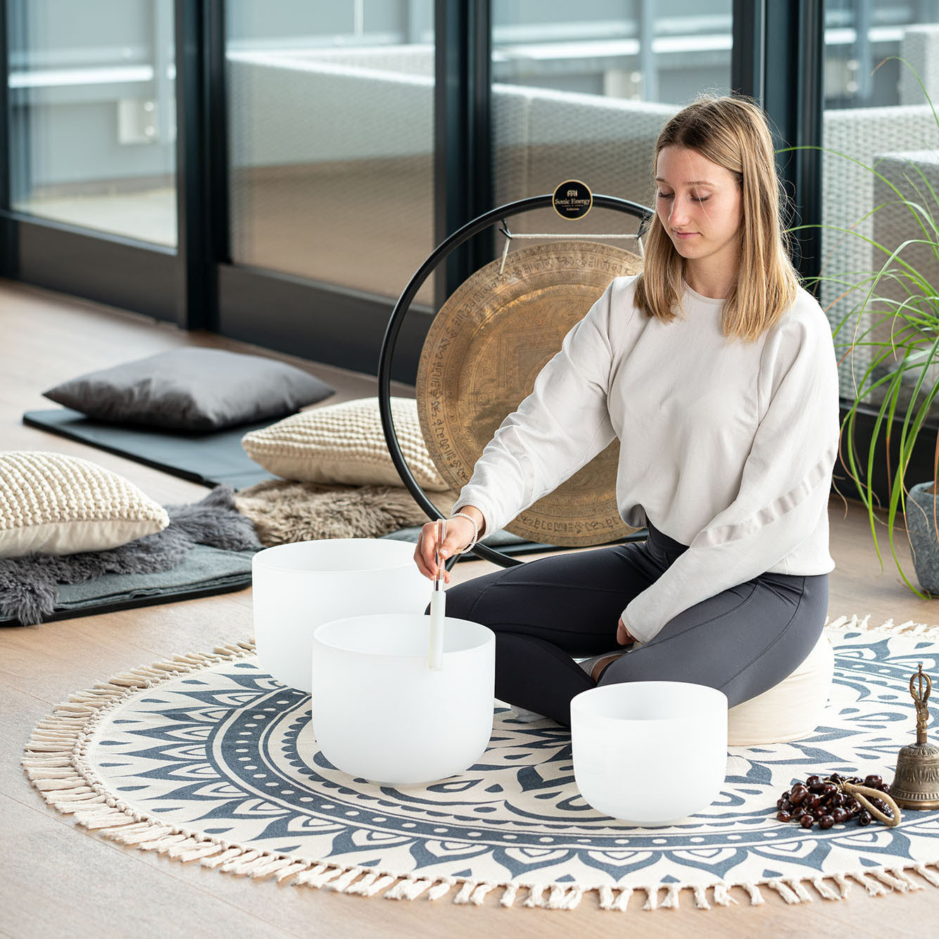 Meinl Sonic Energy Meditation Rug - Navy Blue / Floral Design  (MMR1NB)