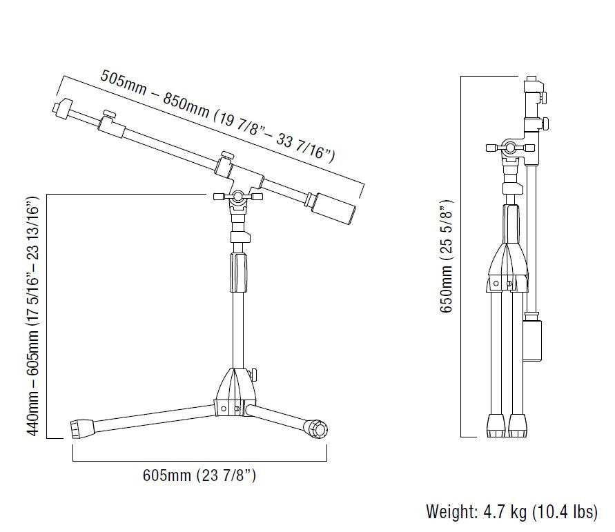 TAMA Iron Works Studio Series Niedrigprofil-Teleskopmikrofonständer (MS736LBK)