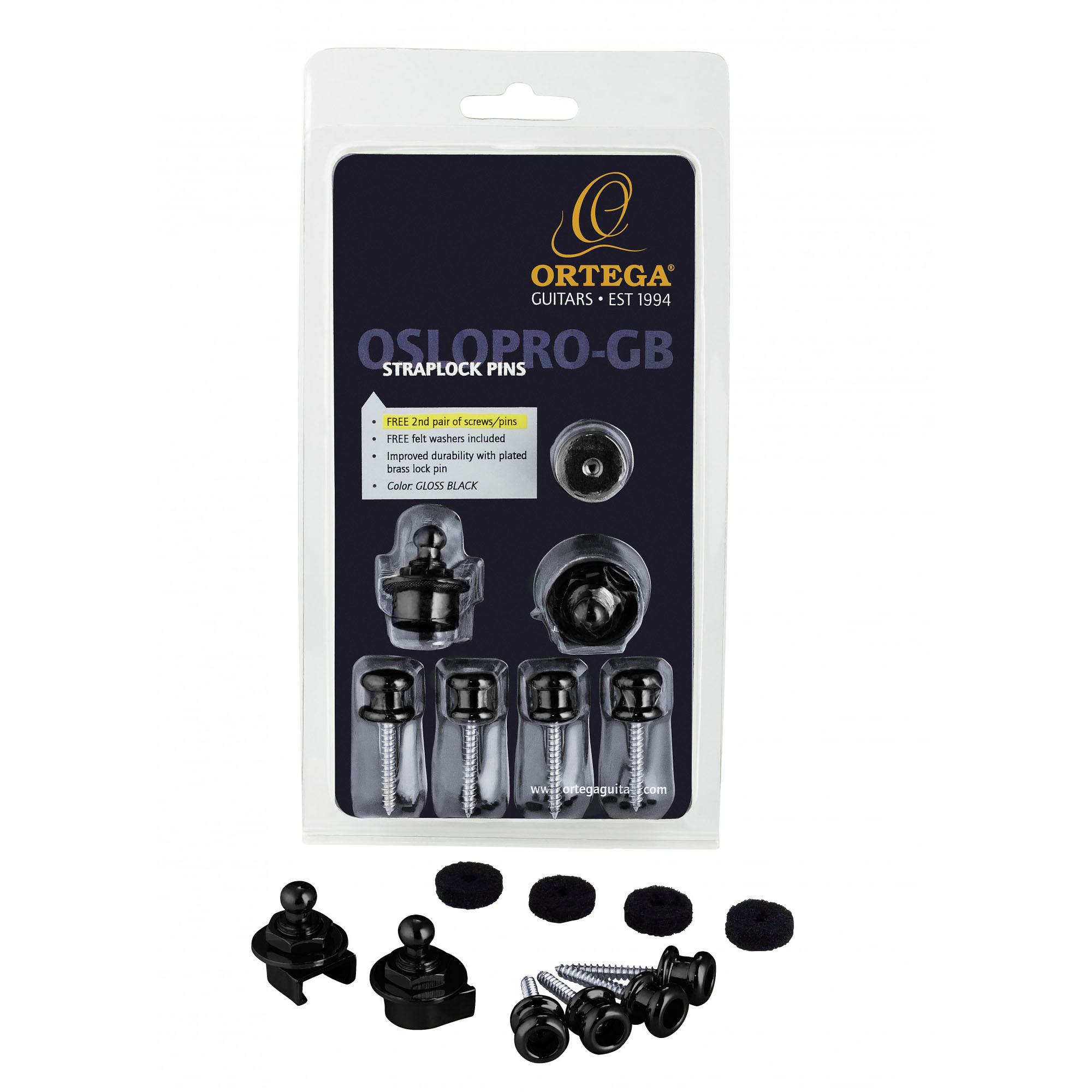 ORTEGA Strap Lock Pin Pro - Gloss Black (OSLOPRO-GB)