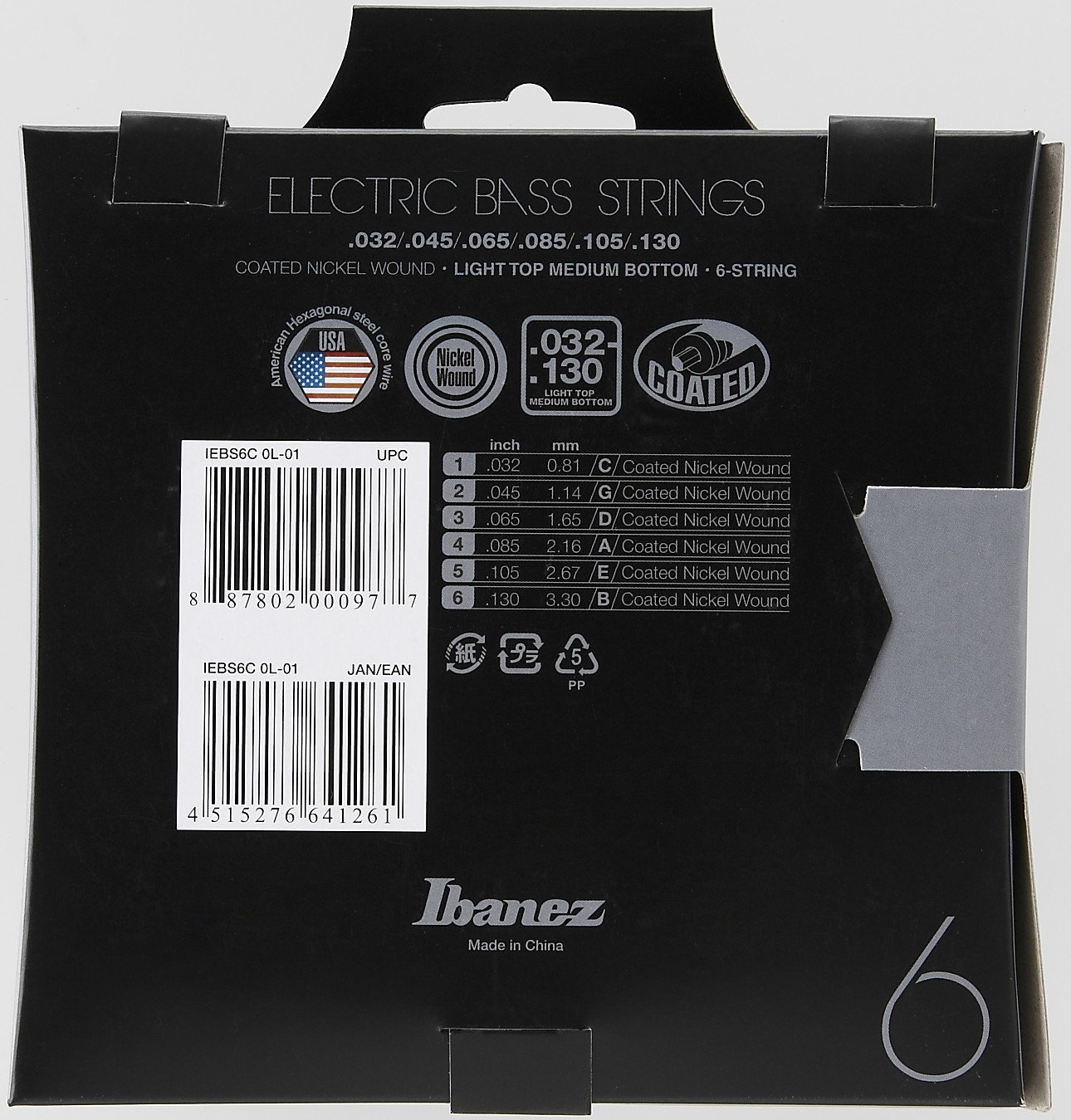 IBANEZ String Set for 6 String Bass - Light Top Medium Bottom (IEBS6C)