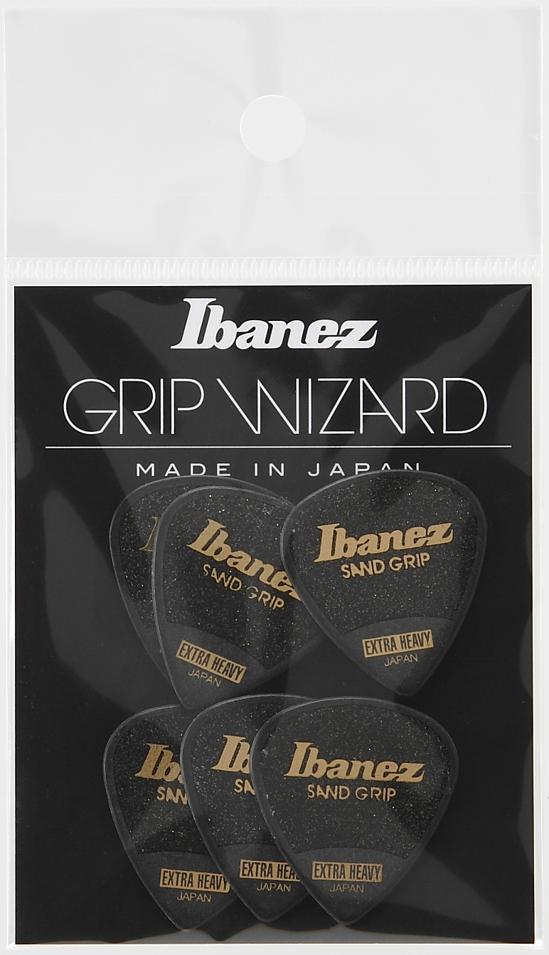 IBANEZ Grip Wizard Series Sand Grip Flat Picks - 6 pcs (PPA16XSG-BK)