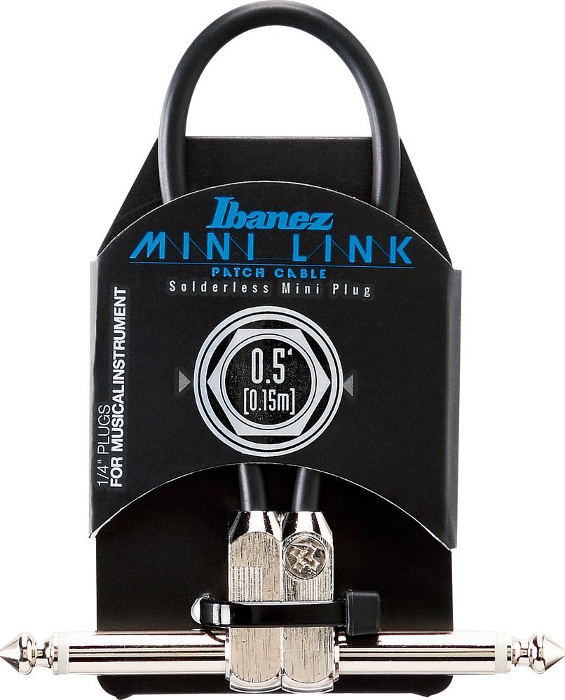 IBANEZ PA Serie (Standard) Instrumentenkabel -  - 2 abgewinkelte Stecker Patch Kabel - Klinke - Klinke, Schwarz - 0,15 m / 0,5 ft (PA0105)