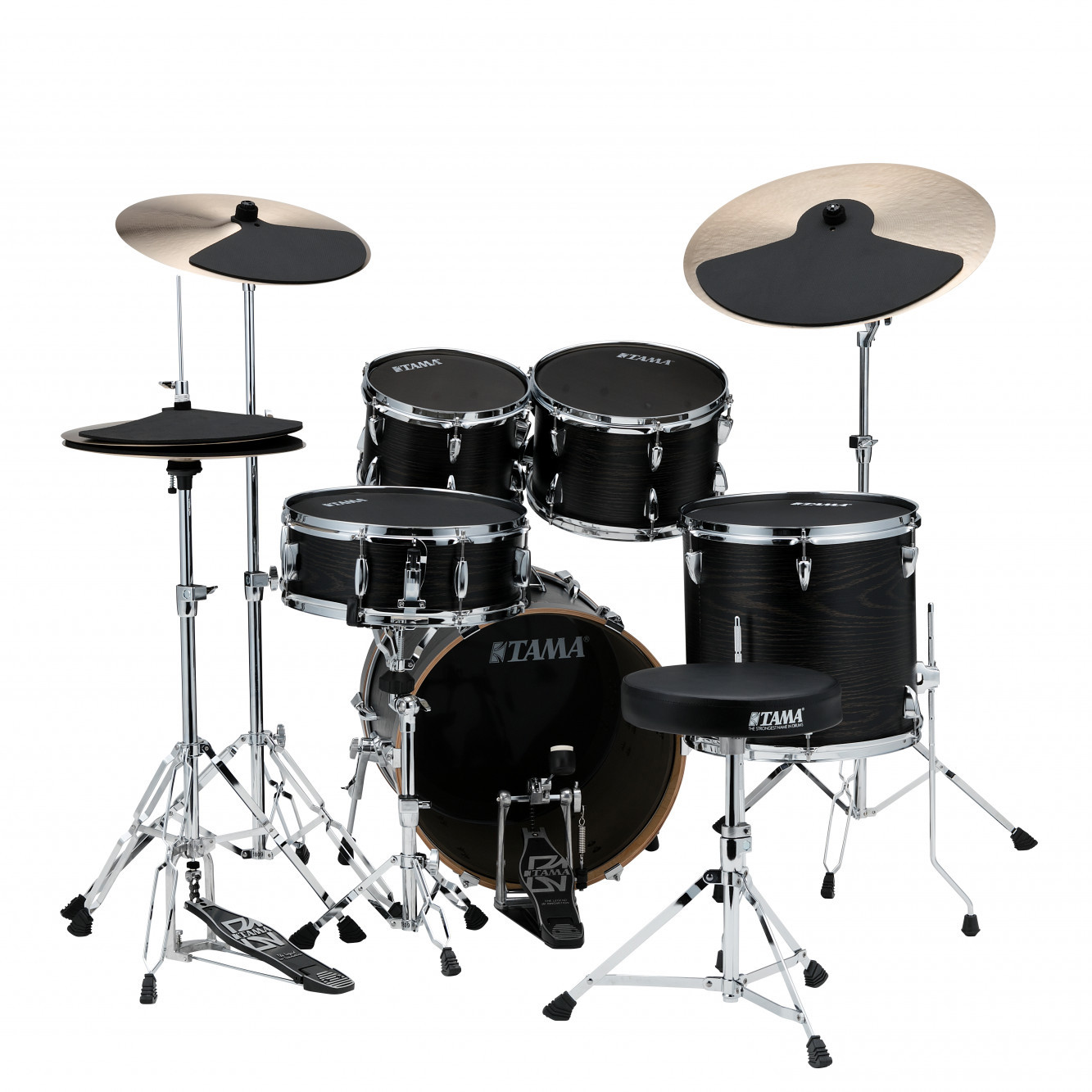 TAMA Silent Practice Set - 18" Bass Drum/14" Floor Tom/10" & 12" Tom Tom/14" Snare Drum/14" HiHat/16" Cymbal/18"-20" Cymbal (SPP518CN)