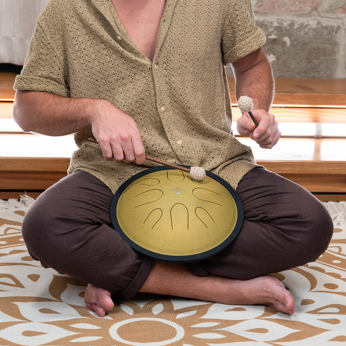 Meinl Sonic Energy 10" Compact Steel Tongue Drum, D Moll, 8 Töne, 432 Hz, Gold (CSTD3G)