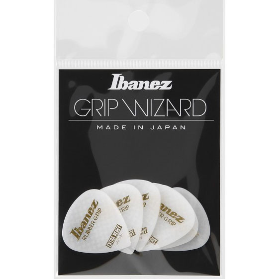 IBANEZ Grip Wizard Series Rubber Grip Flat Pick - 6er Pack (PPA16XRG-WH)