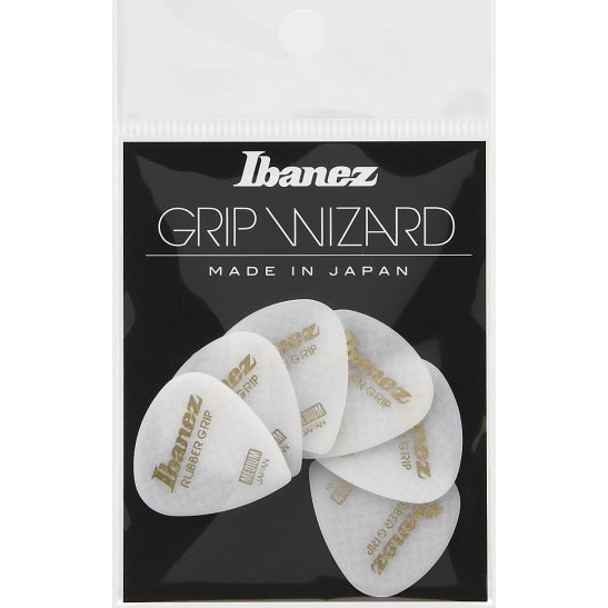 IBANEZ Grip Wizard Series Rubber Grip Flat Pick - 6er Pack (PPA16MRG-WH)