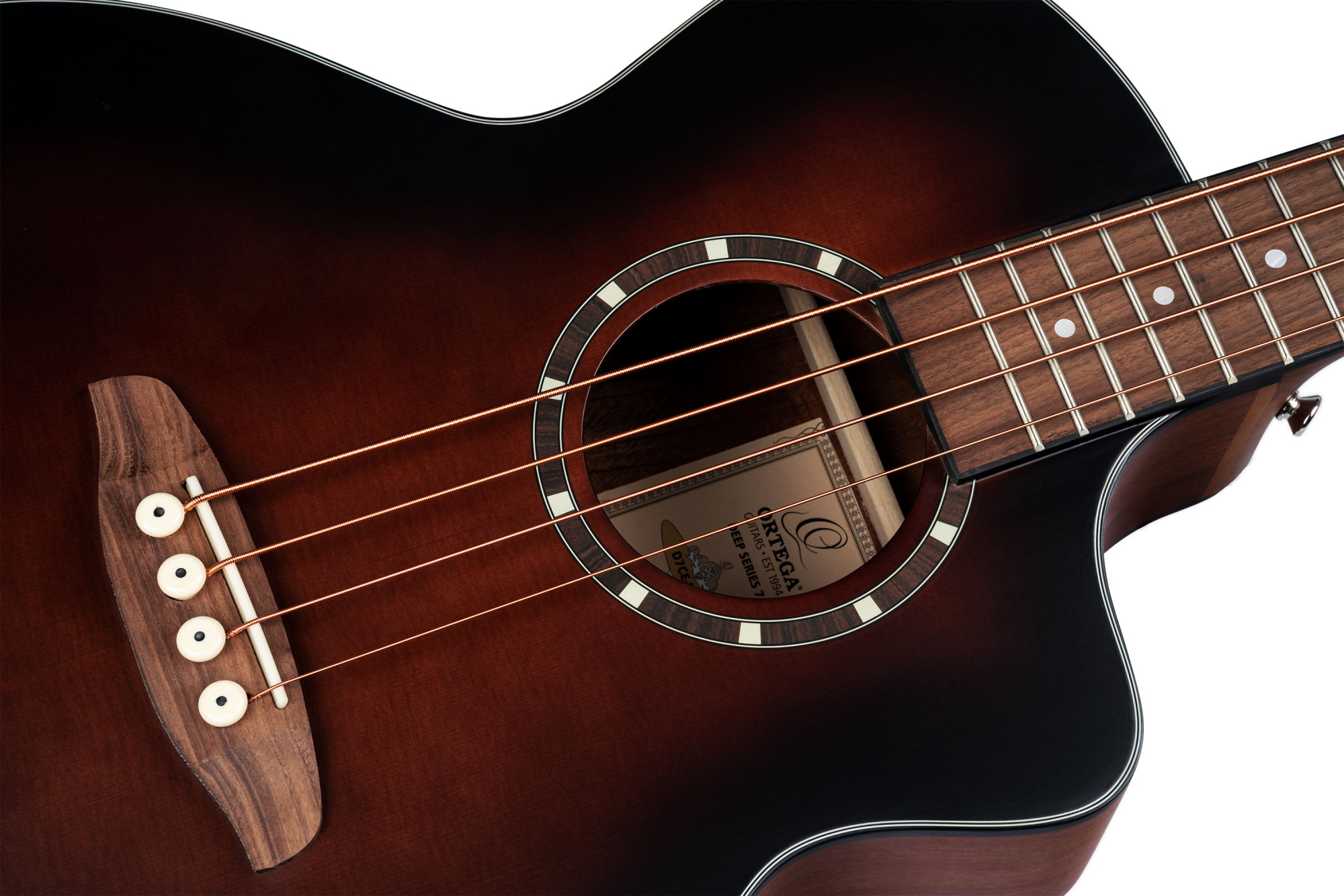 ORTEGA Deep Series 7 Medium Scale Acoustic Bass 4 String - Spruce / Mahogany Bourbon Fade (D7CE-BFT-4)