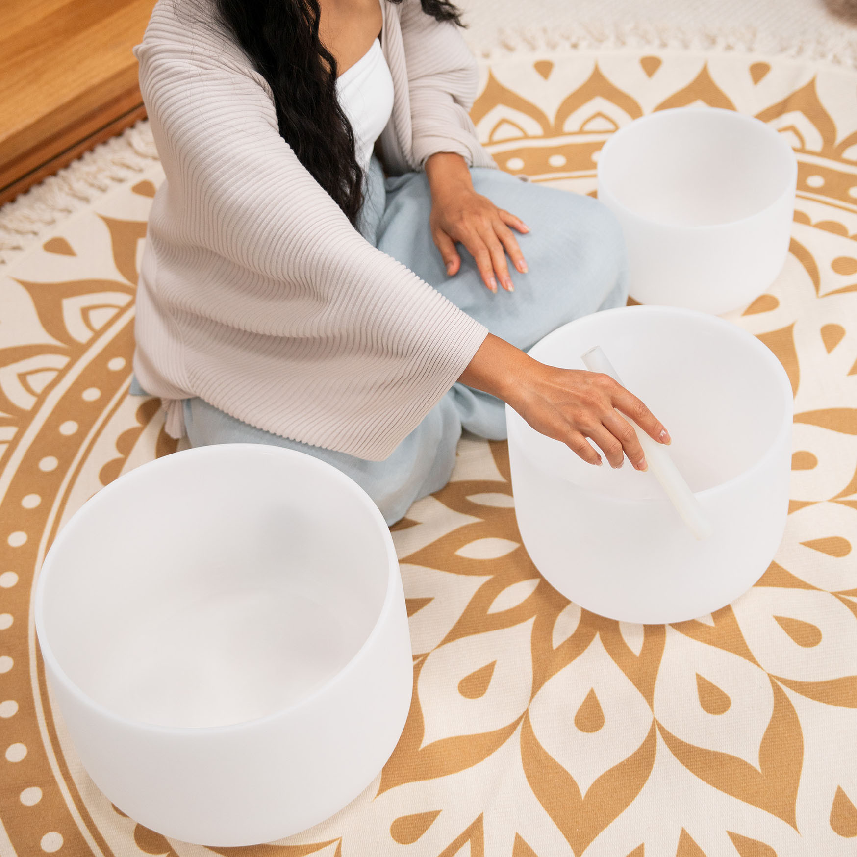 Meinl Sonic Energy 3-teiliges Crystal Singing Bowl Set, A4 / F4 / D4, 432 Hz (CSBSETAFD)