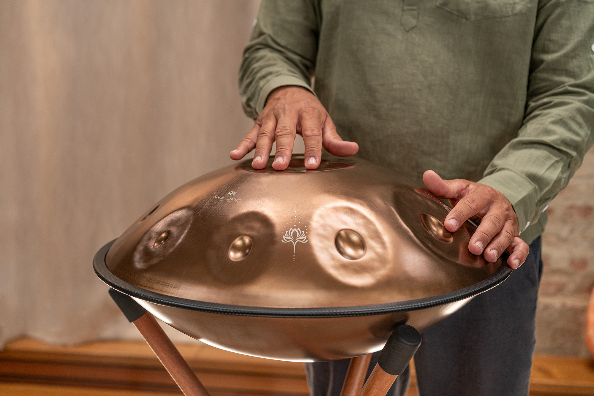 Meinl Sonic Energy Sensory Handpan Stainless Steel E La Sirena 10 Notes 432 Hz - Vintage copper, Engraved design (HPSTL102CU)
