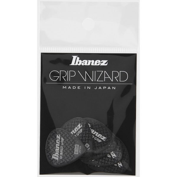 IBANEZ Grip Wizard Series Rubber Grip Flat Pick - 6er Pack (PPA16MRG-BK)