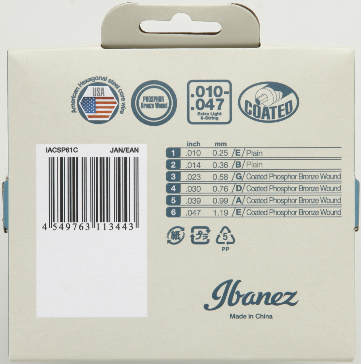 IBANEZ Saiten Set für 6 String Akustikgitarre - Extra Light (IACSP61C)