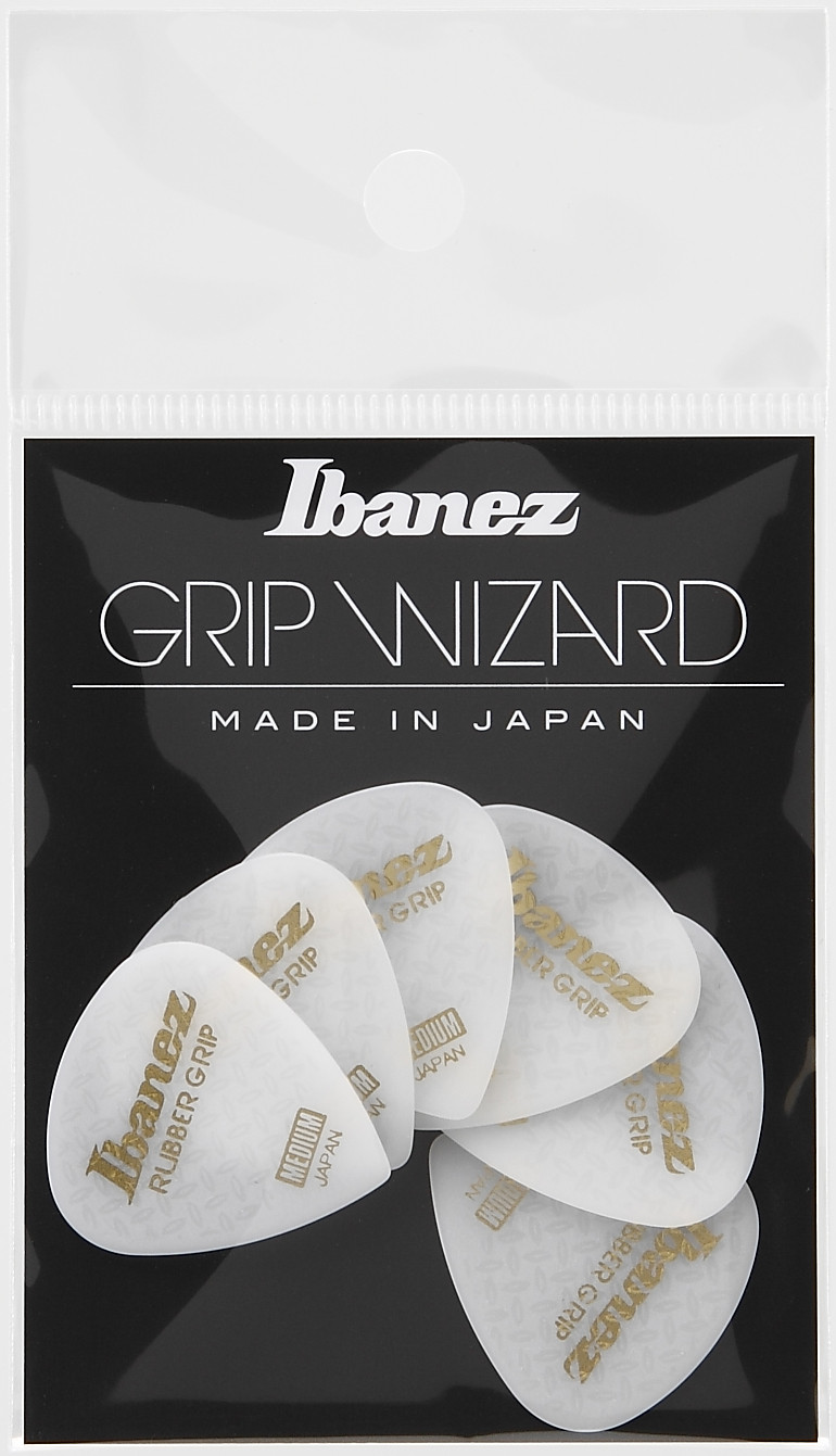 IBANEZ Grip Wizard Series Rubber Grip Flat Pick - 6er Pack (PPA16MRG-WH)