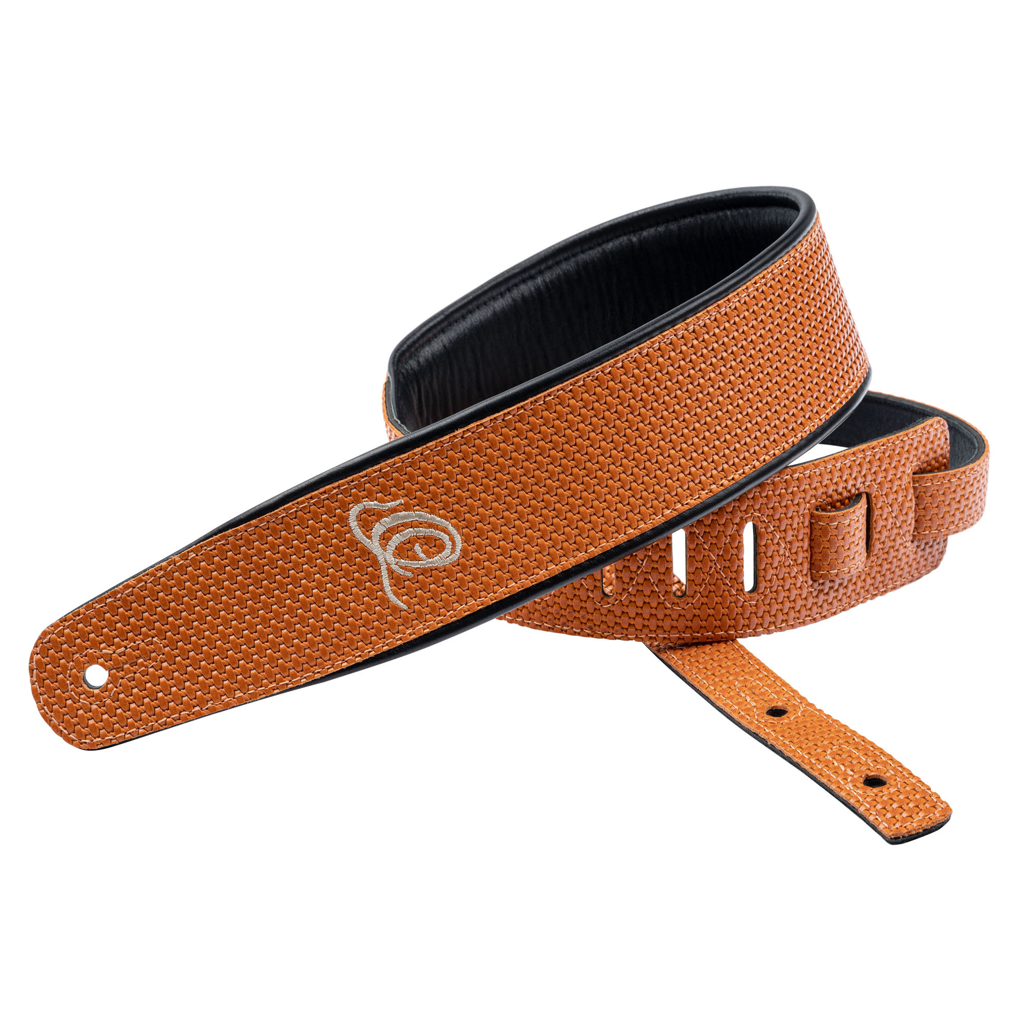 ORTEGA Genuine-Leather Guitar-Strap - Orange Braid (OSCU-6)