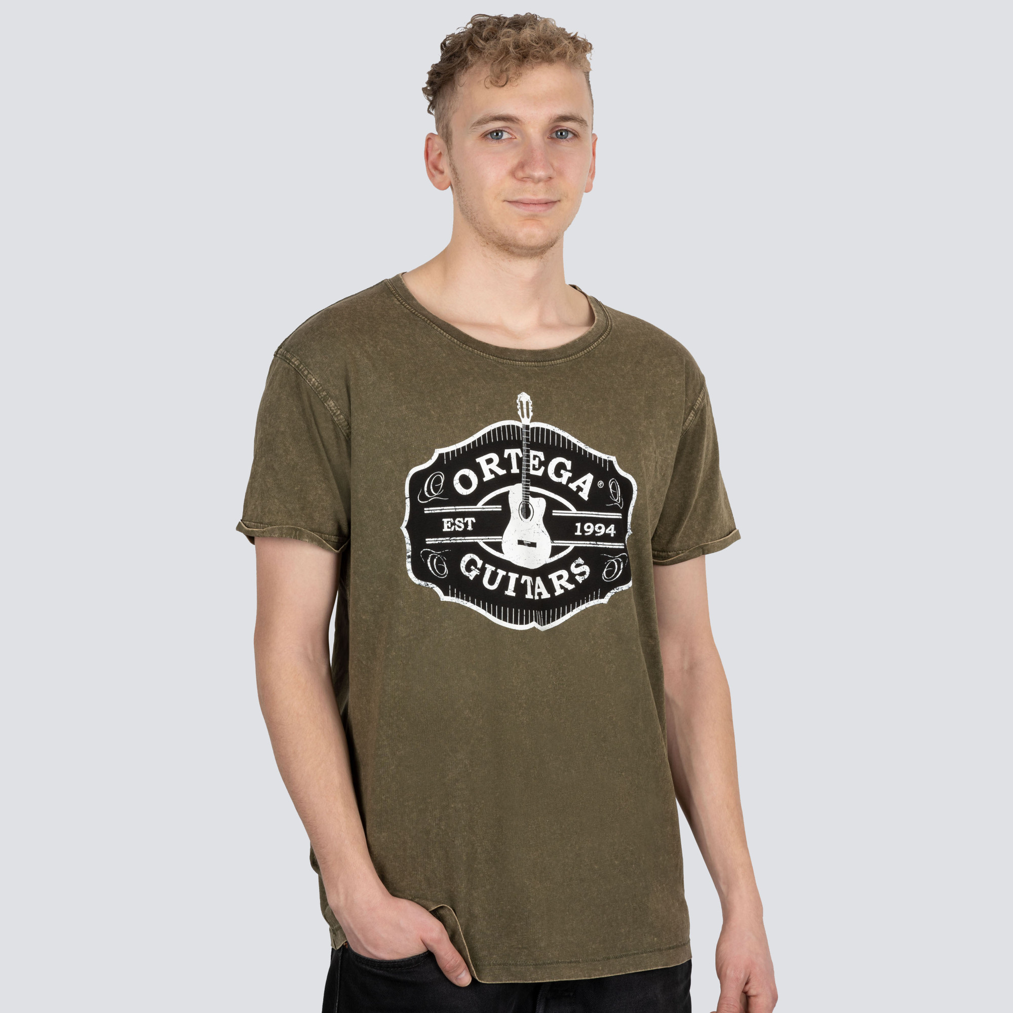 ORTEGA Americana Guitar T-Shirt - Vintage Washed Green/S (OTS4-VGR-S)