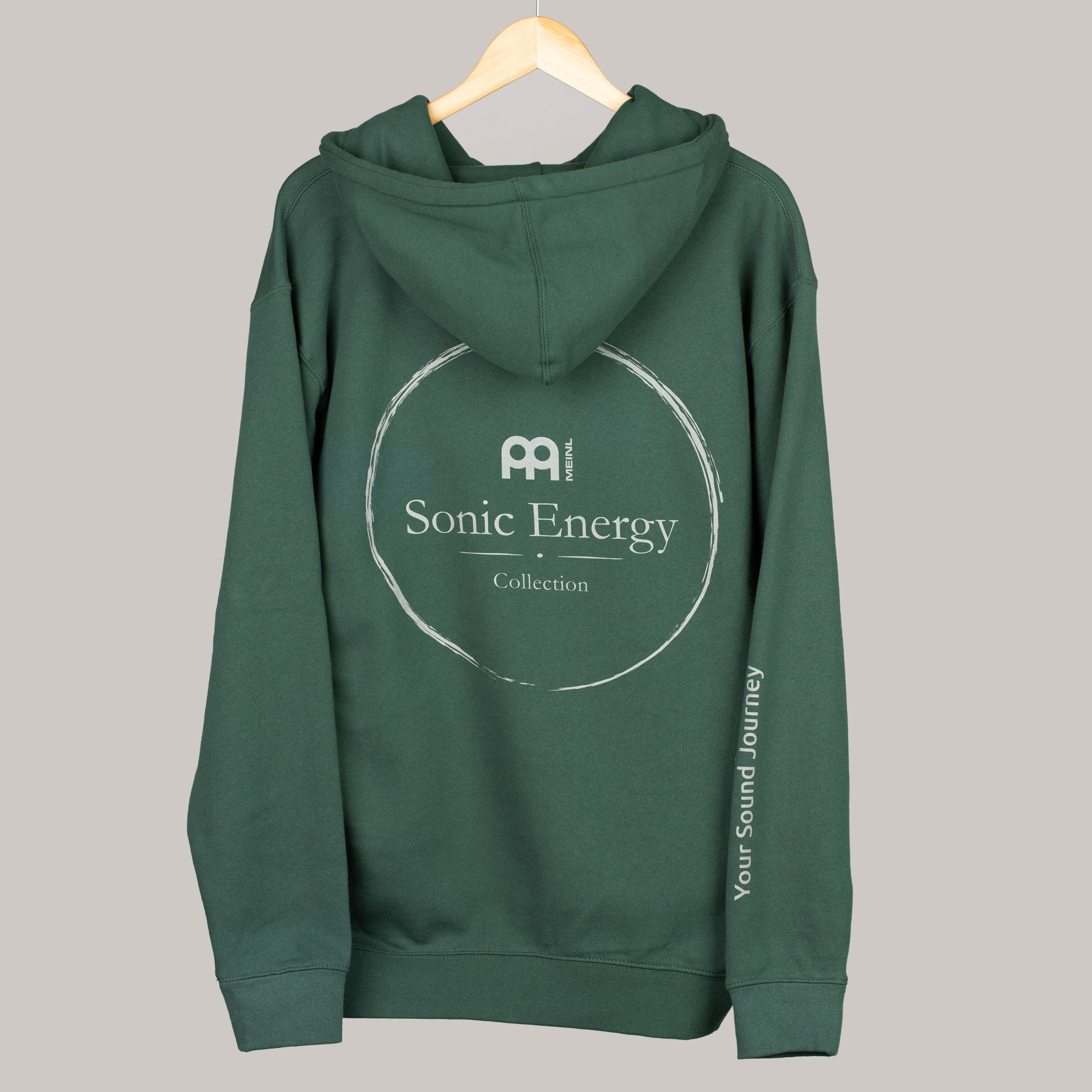 Meinl Sonic Energy Hoodie Alpine Green with light gray front, back & sleeve print (SE-HO-ALP-L)