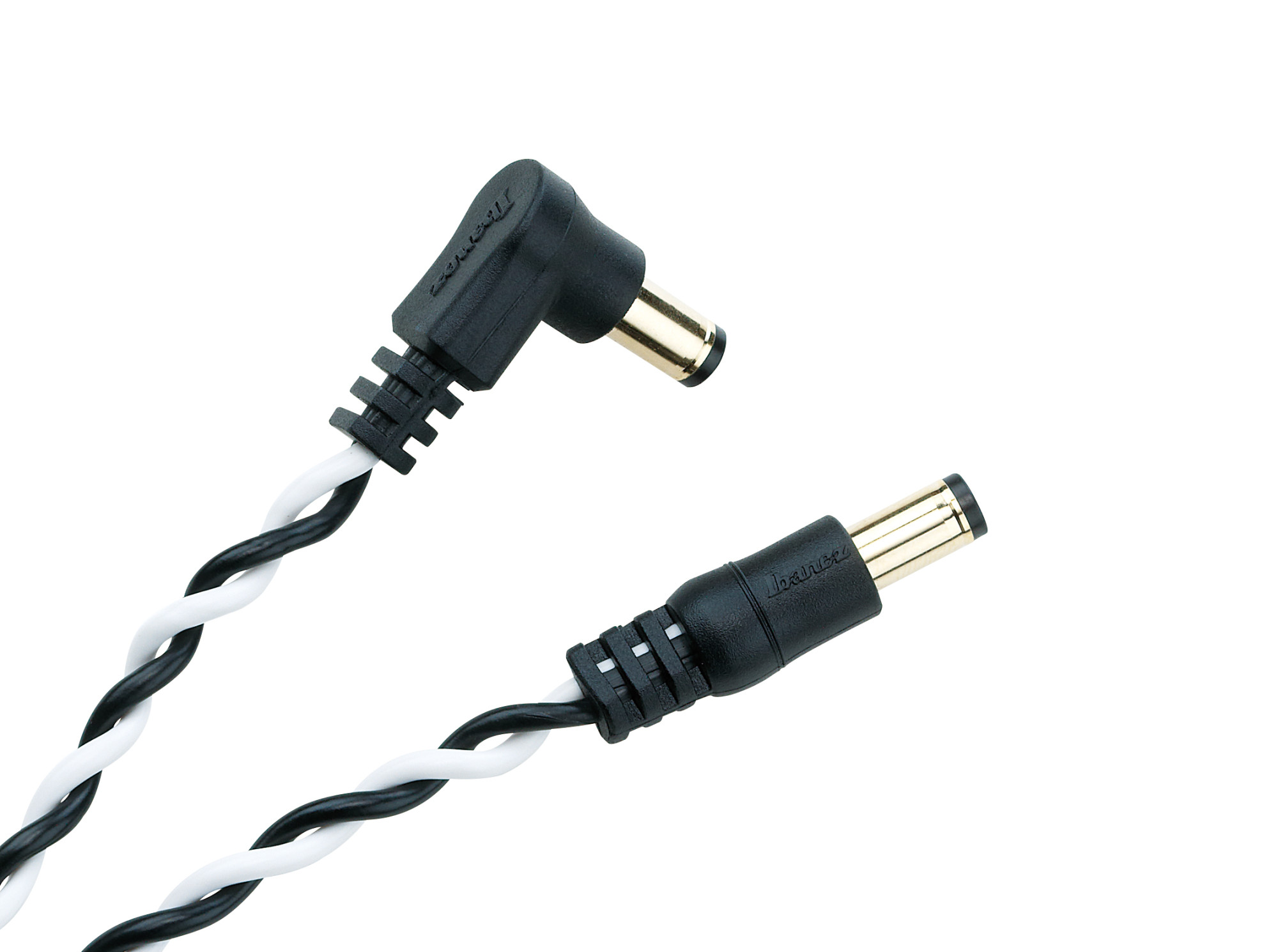 IBANEZ Verdrilltes DC-Kabel Schwarz-Weiß, Länge: 24“ Gerader und gewinkelter Stecker (DCT24-BWH)