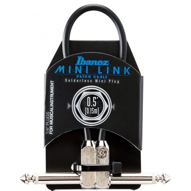 IBANEZ PA Serie (Standard) Instrumentenkabel -  - 2 abgewinkelte Stecker Patch Kabel - Klinke - Klinke, Schwarz - 0,15 m / 0,5 ft (PA0105)