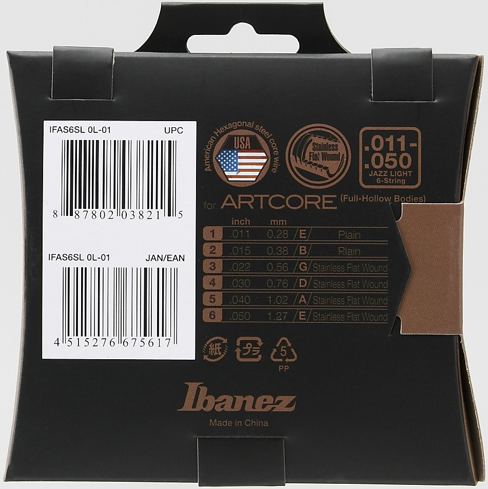 IBANEZ Saiten Set für Artcore 6 String E-Gitarre - Jazz Light (IFAS6SL)