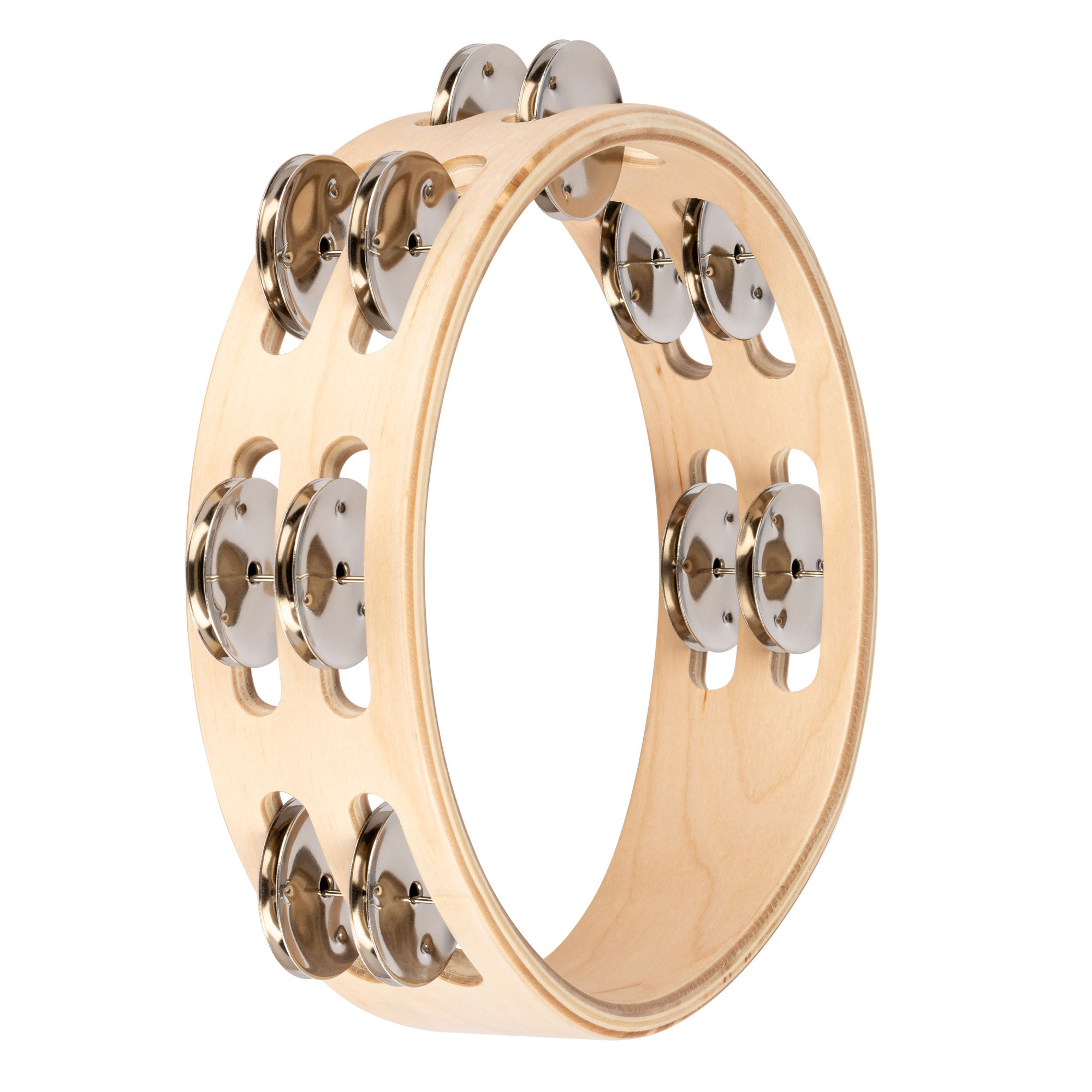 NINO Percussion Double Row Wood Tambourine - 8” Natural (NINO945)
