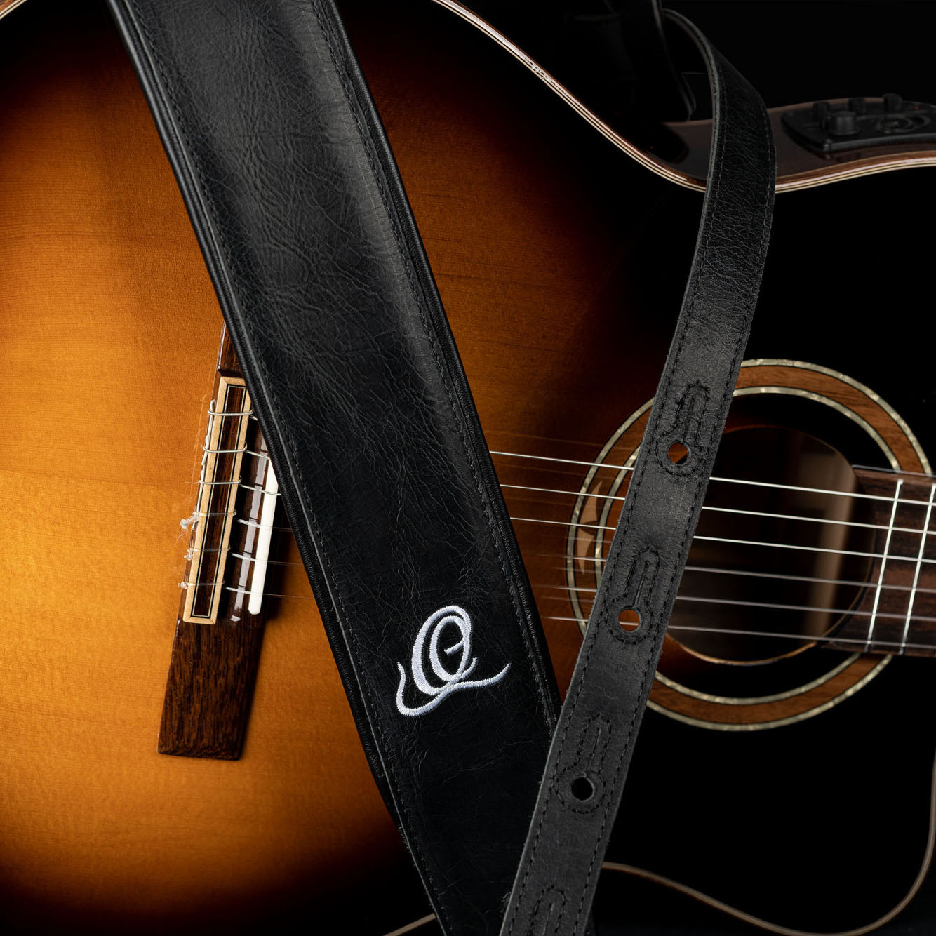ORTEGA Genuine-Leather Guitar-Strap - Vintage Ash (OSCL-3)